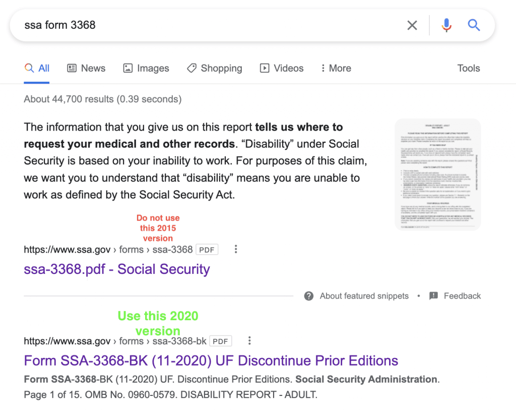 Form SSA 3368 A Guide To Your Disability Report Form SSA 3368 A Guide To Your Disability Report