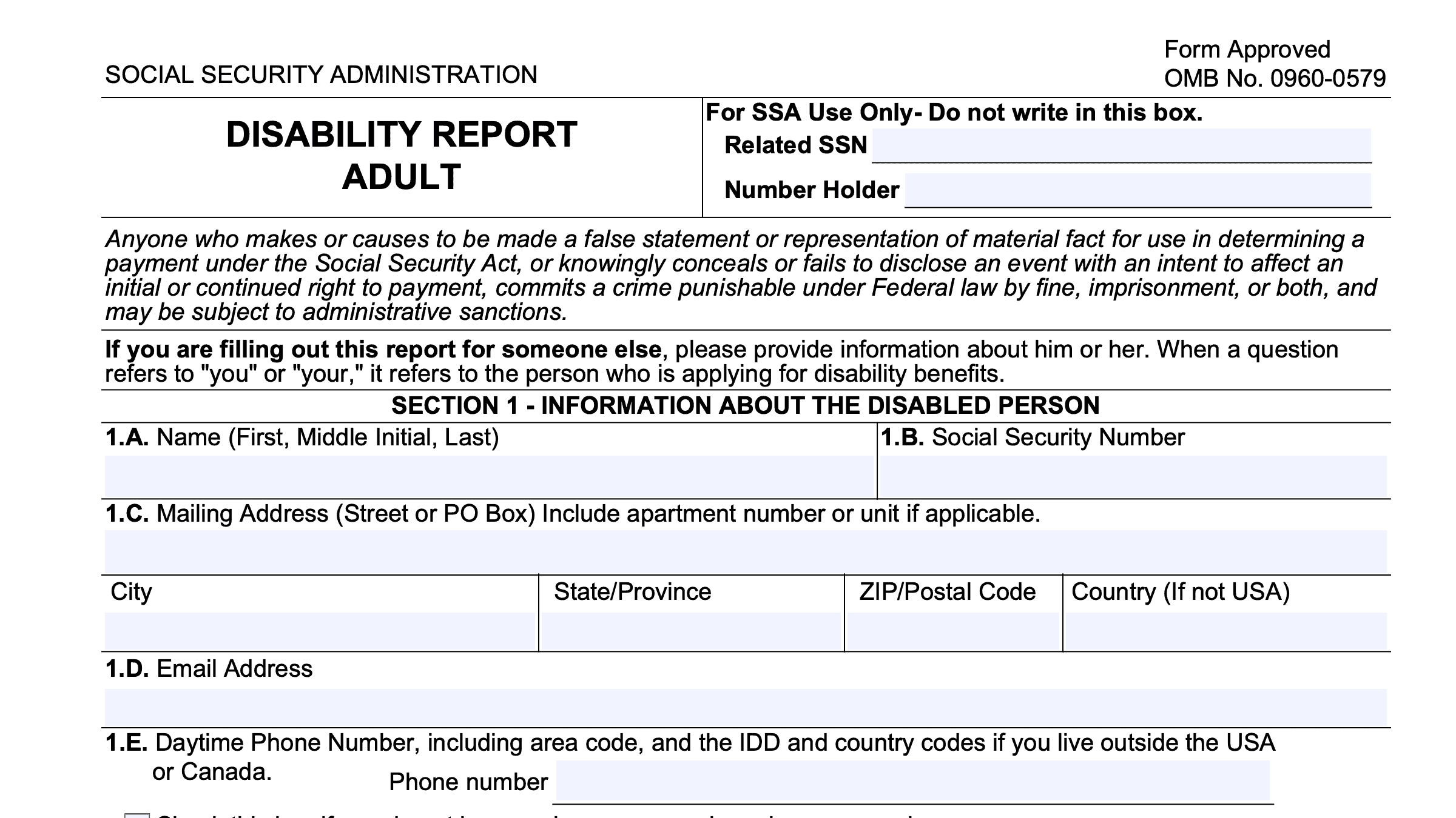 Form SSA 3368 A Guide To Your Disability Report Form SSA 3368 A Guide To Your Disability Report