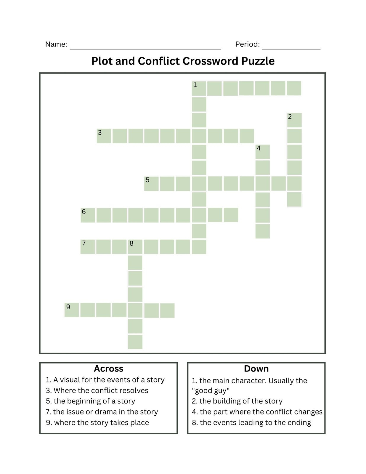 Crossword Puzzle Template Printable