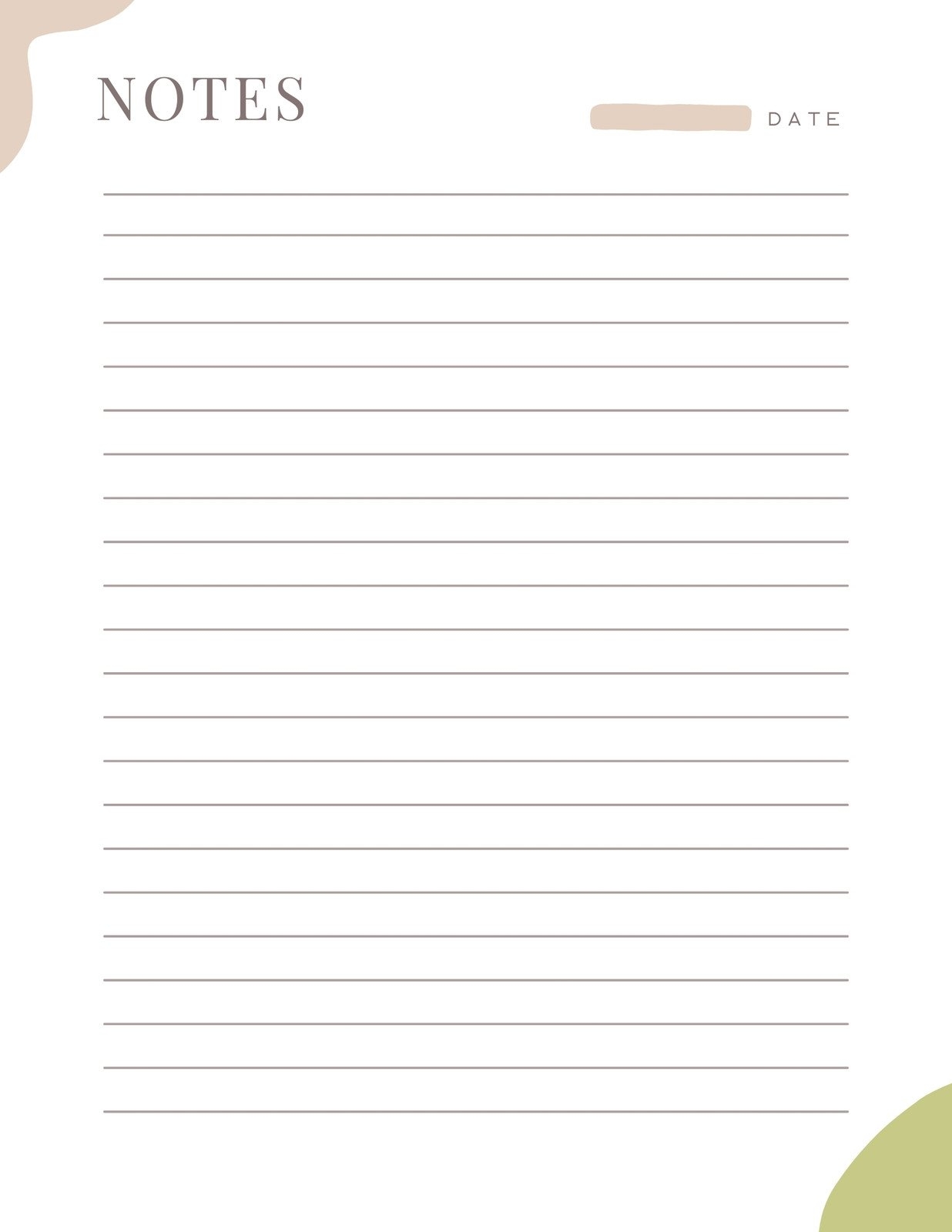 Printable Note Taking Paper