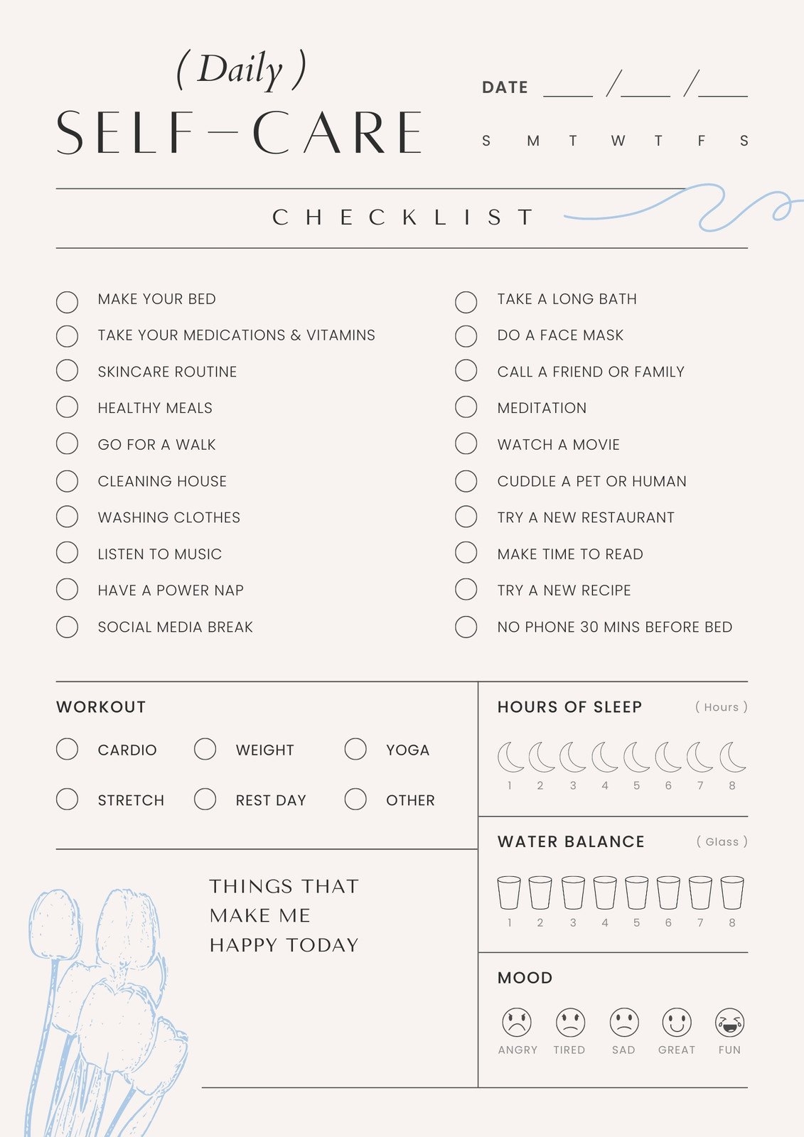 Free Printable Self Care Worksheets