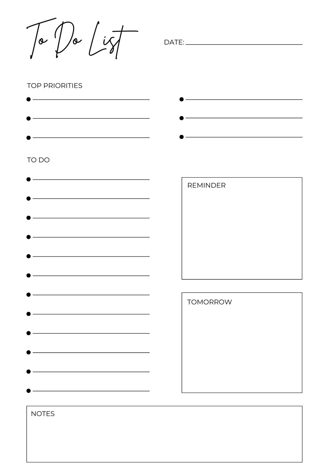 Free Printable Daily To Do List