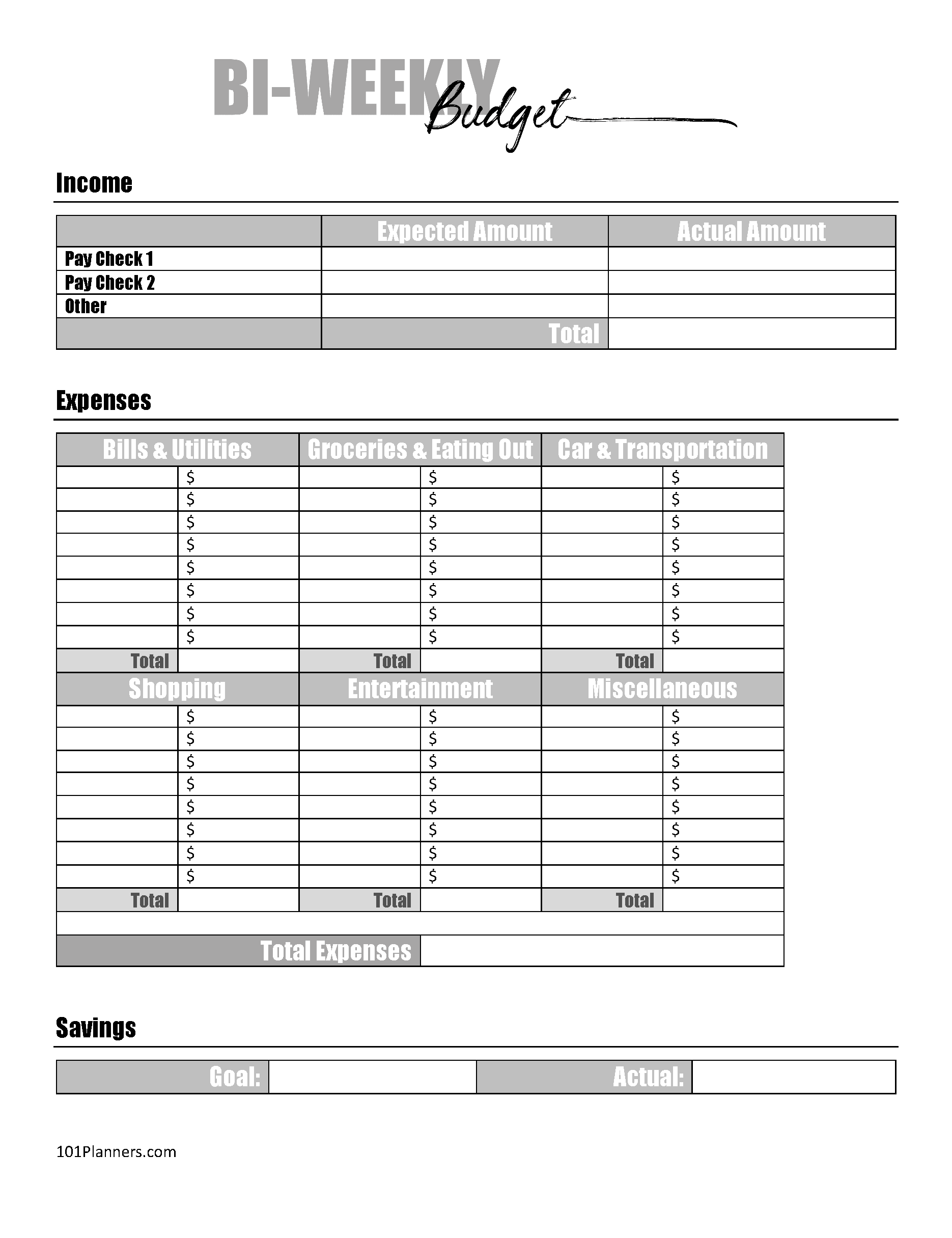 printable paycheck budget