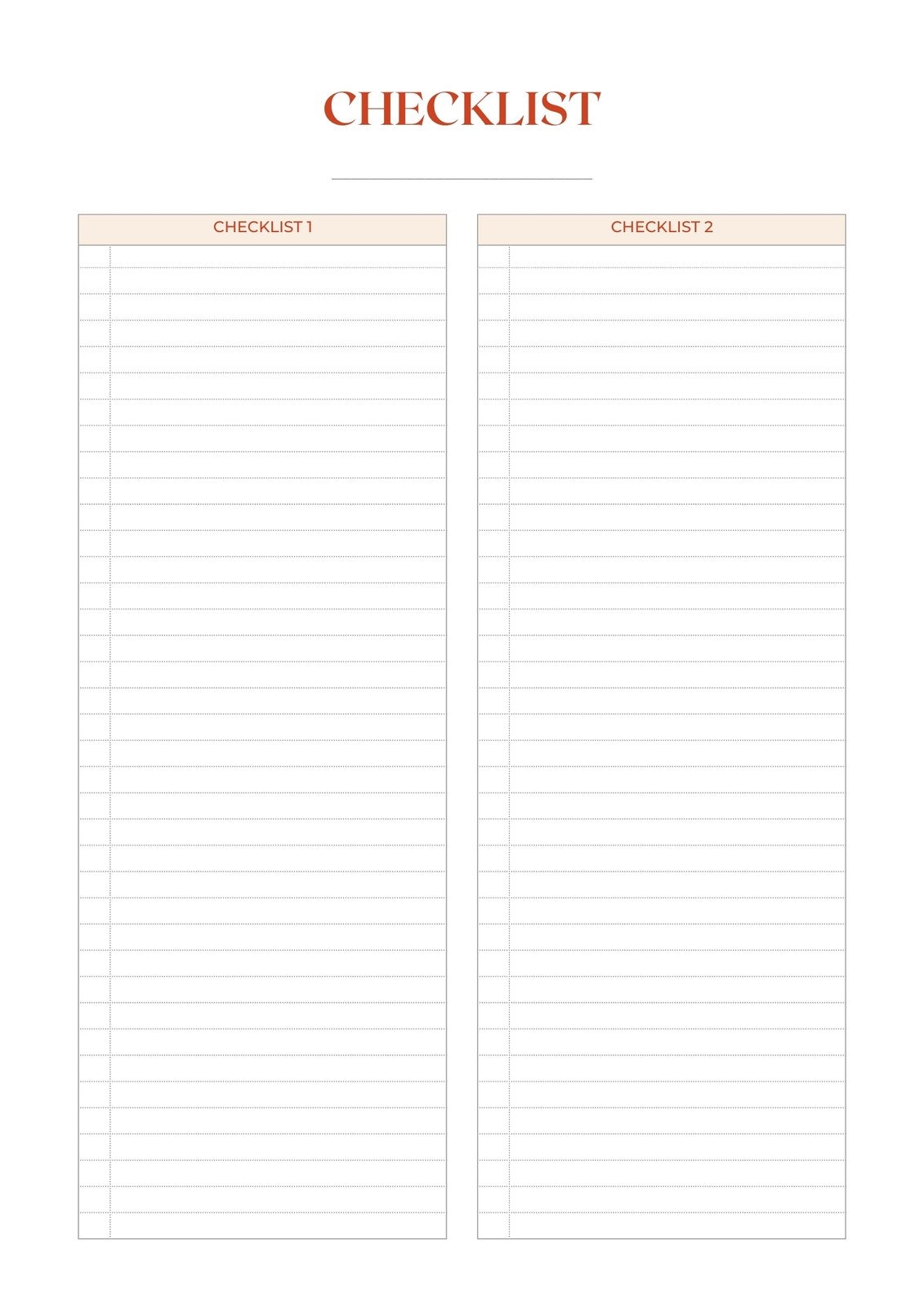 Blank Printable Checklist