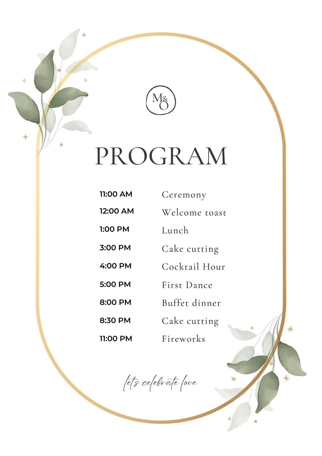 printable wedding programs