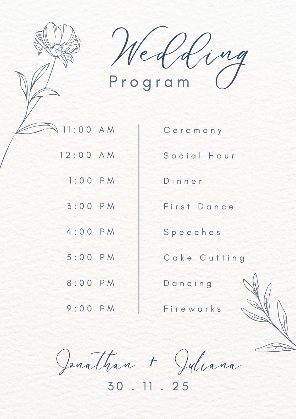 Printable Wedding Program Templates