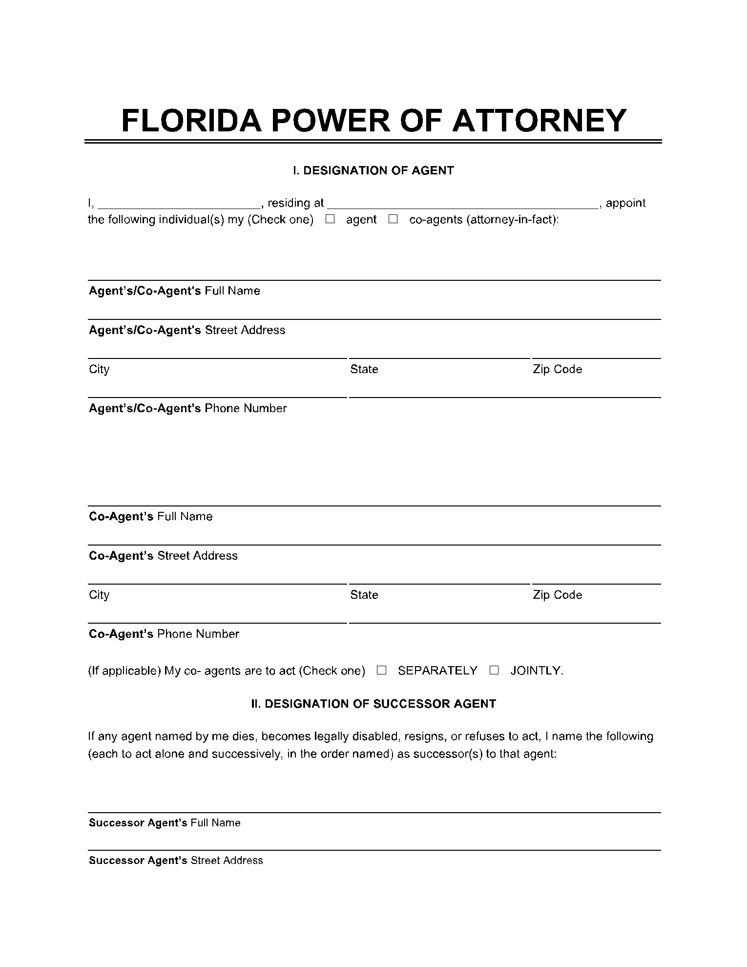 Free Florida Power Of Attorney Forms PDF CocoSign
