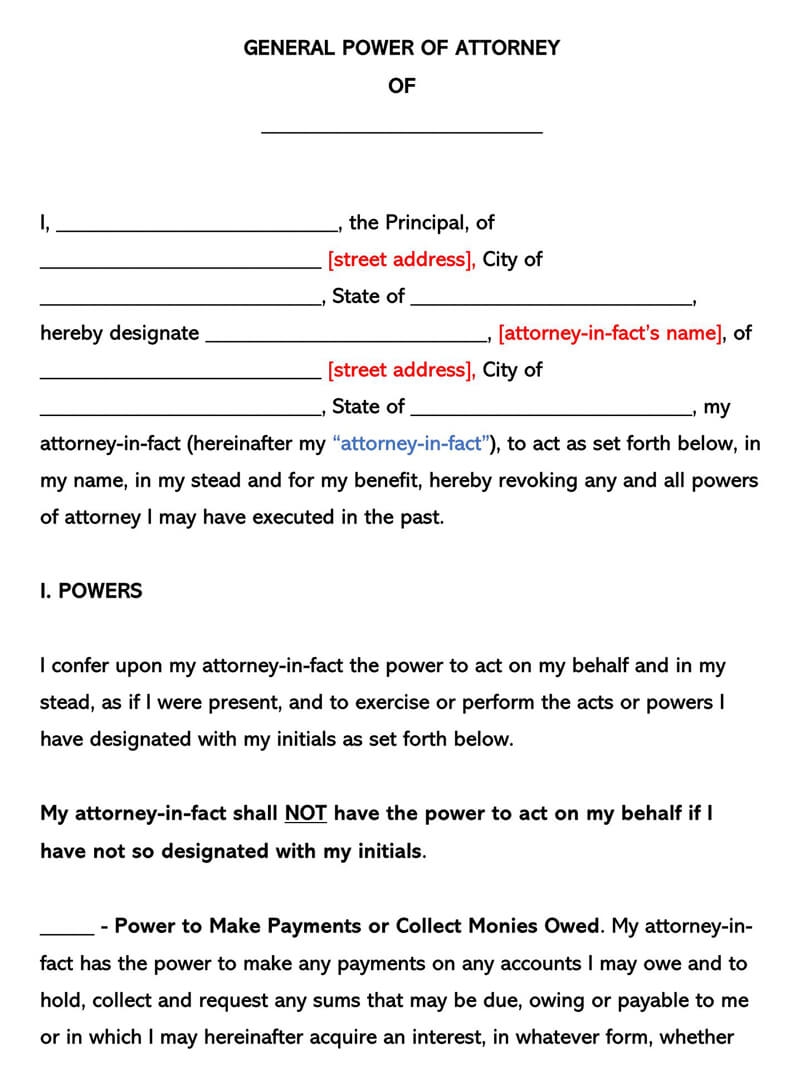Free General Power Of Attorney Forms Word PDF Free General Power Of Attorney Forms Word PDF