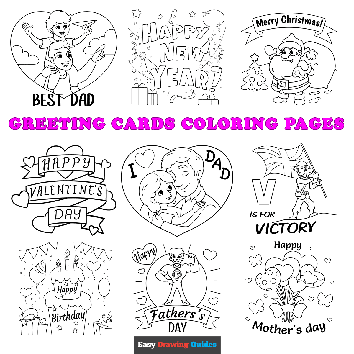 Free Greeting Cards Coloring Pages For Kids 14 Printable Sheets