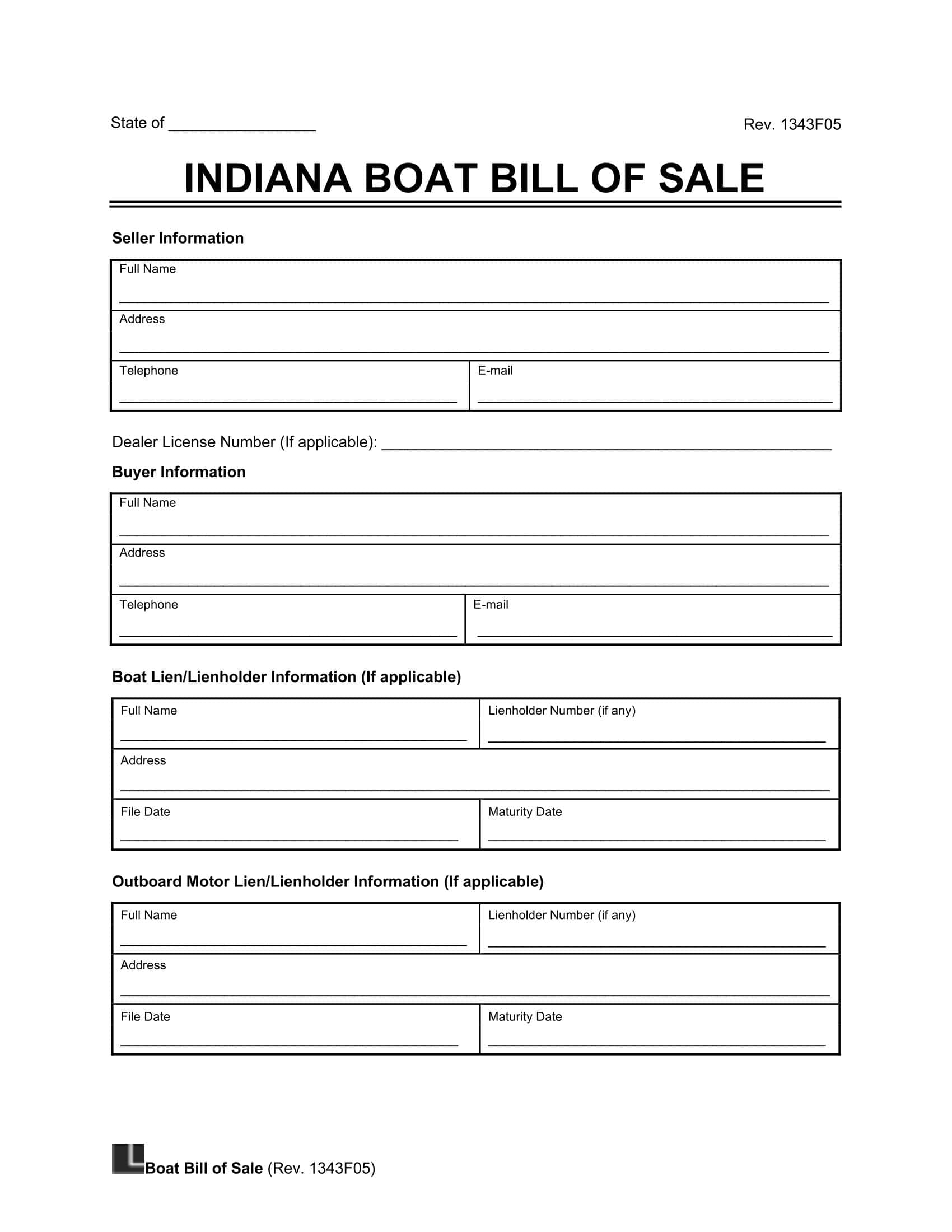 free printable boat bill of sale template