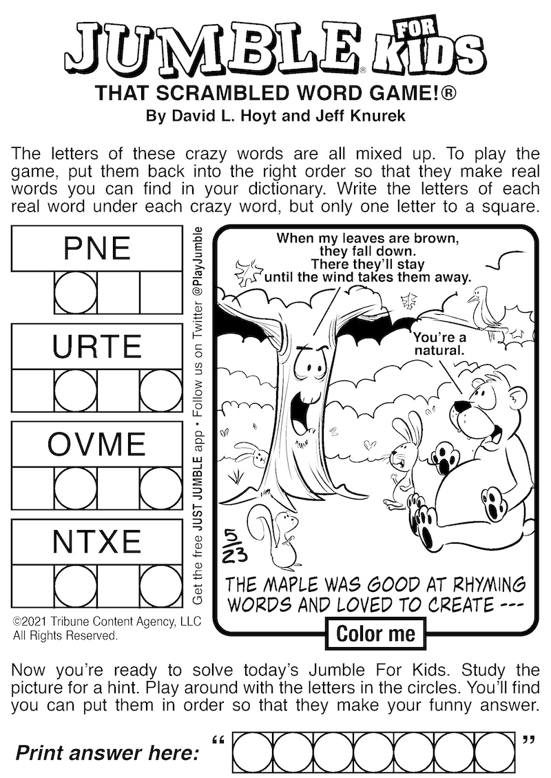 Daily Jumble Printable