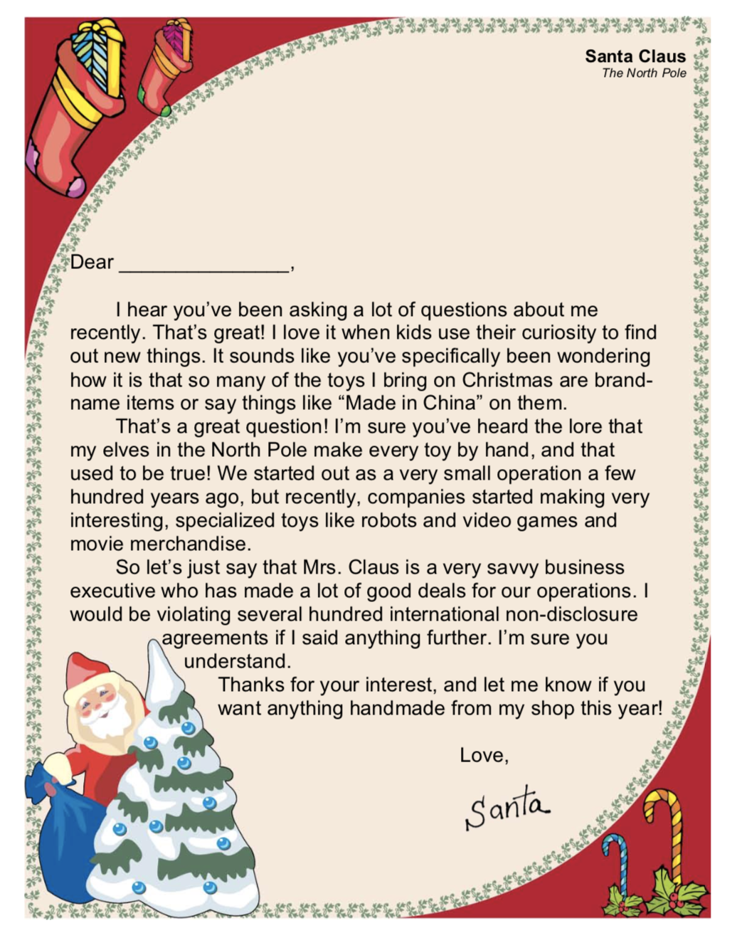 Free Letters From Santa Clearance