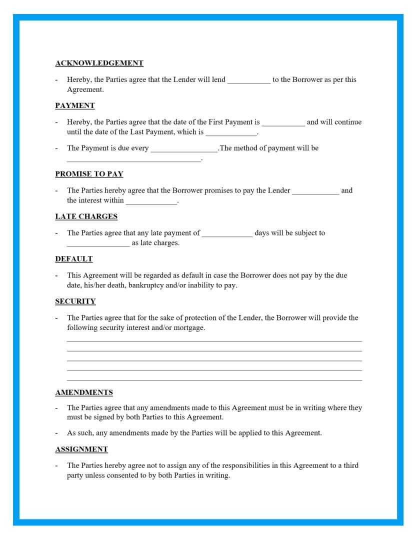 free printable loan agreement