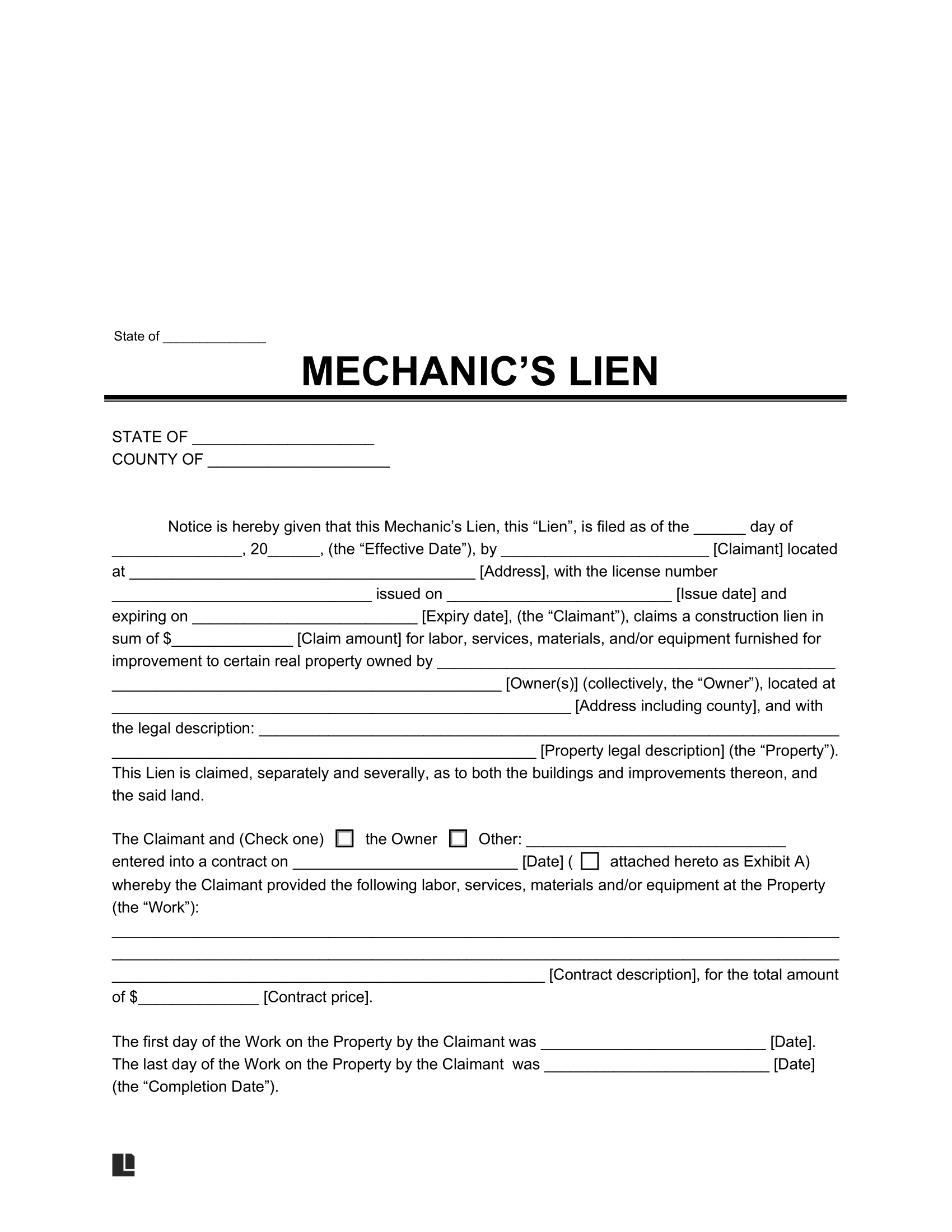 generic printable lien waiver form