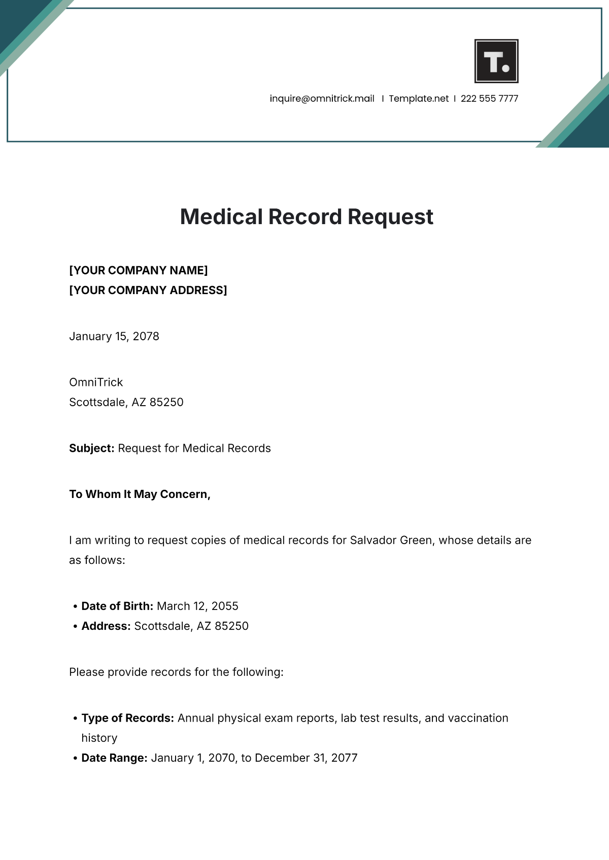 Free Medical Record Request Template To Edit Online
