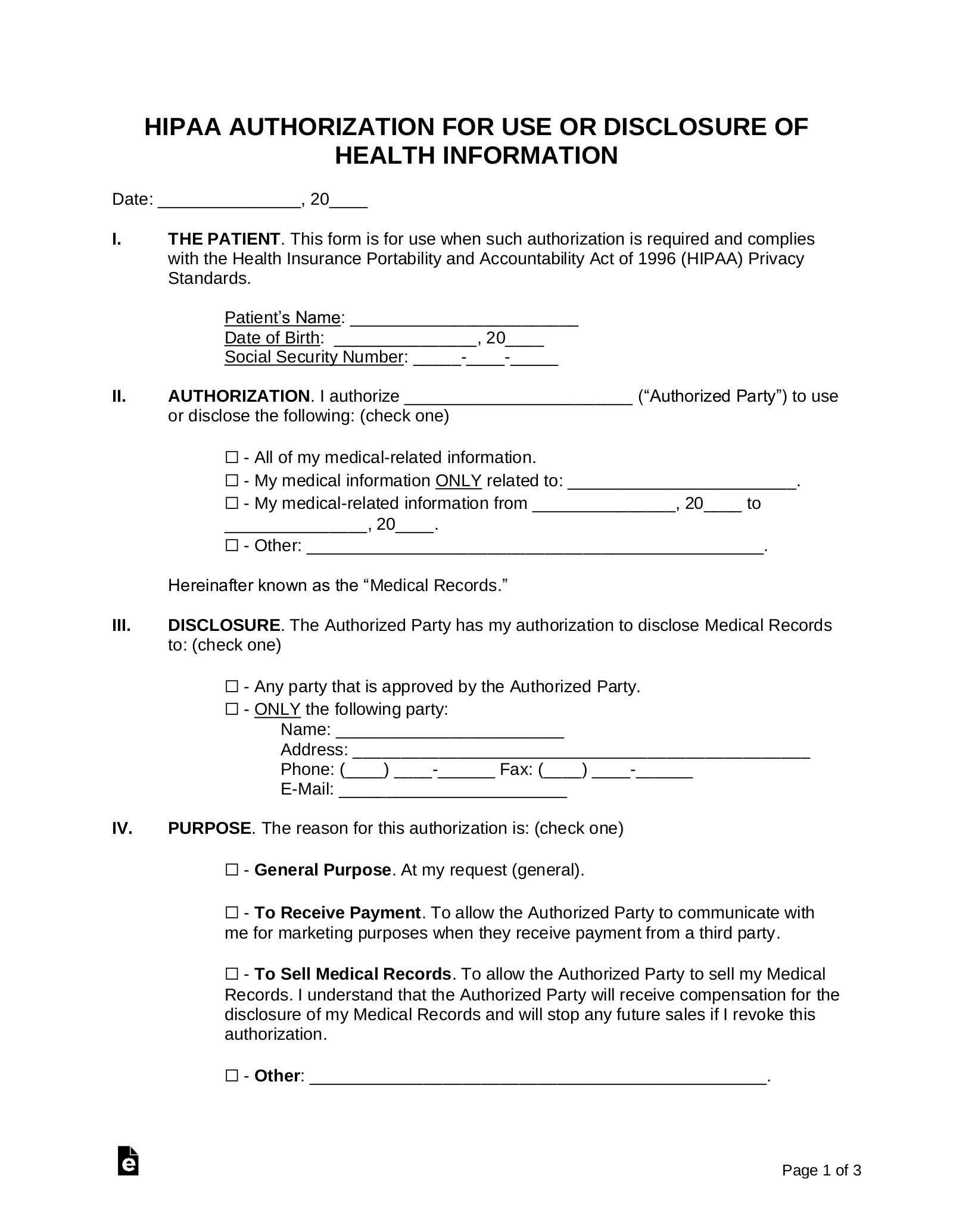 Free Printable Medical Records Request Form