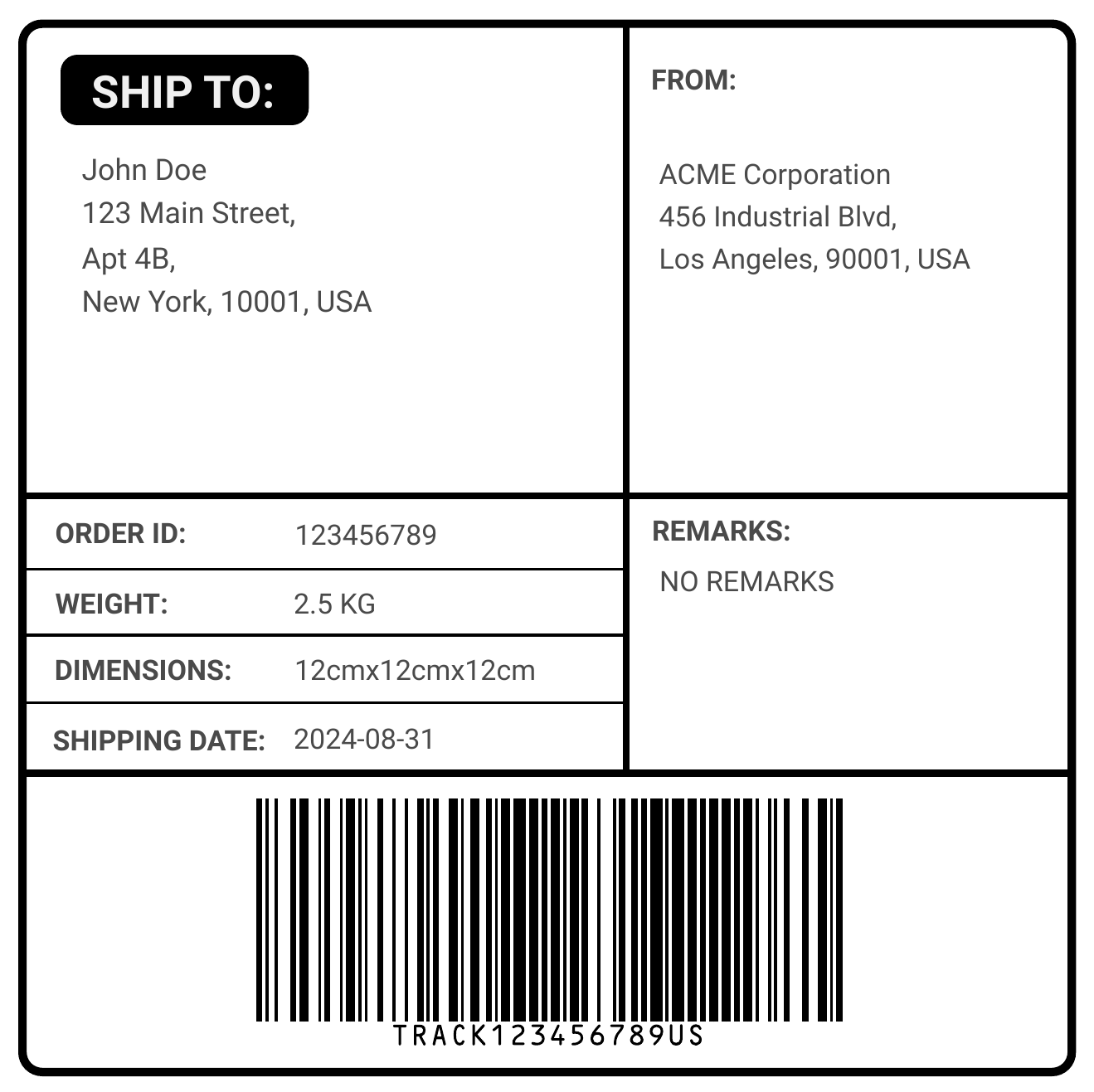 Free Printable Shipping Label