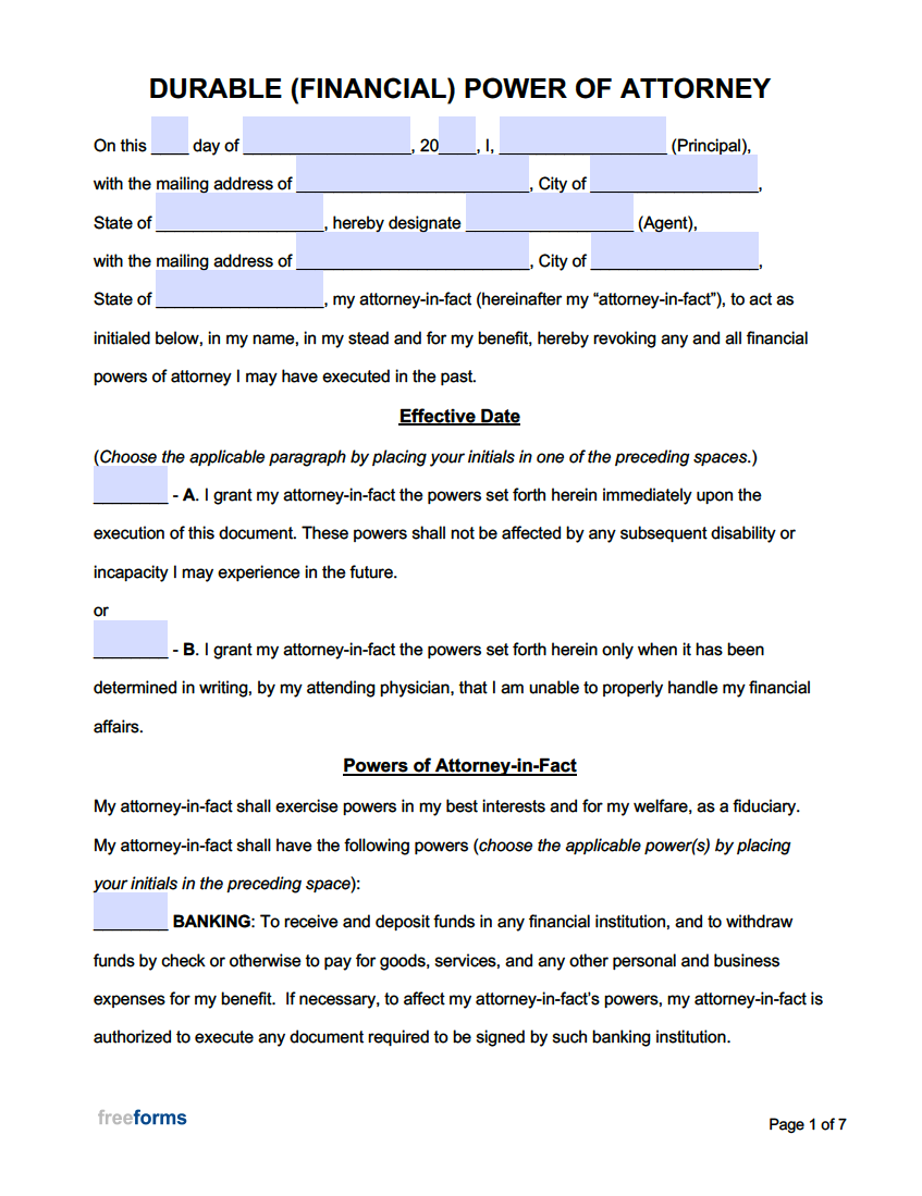 Free Printable General Power Of Attorney Form