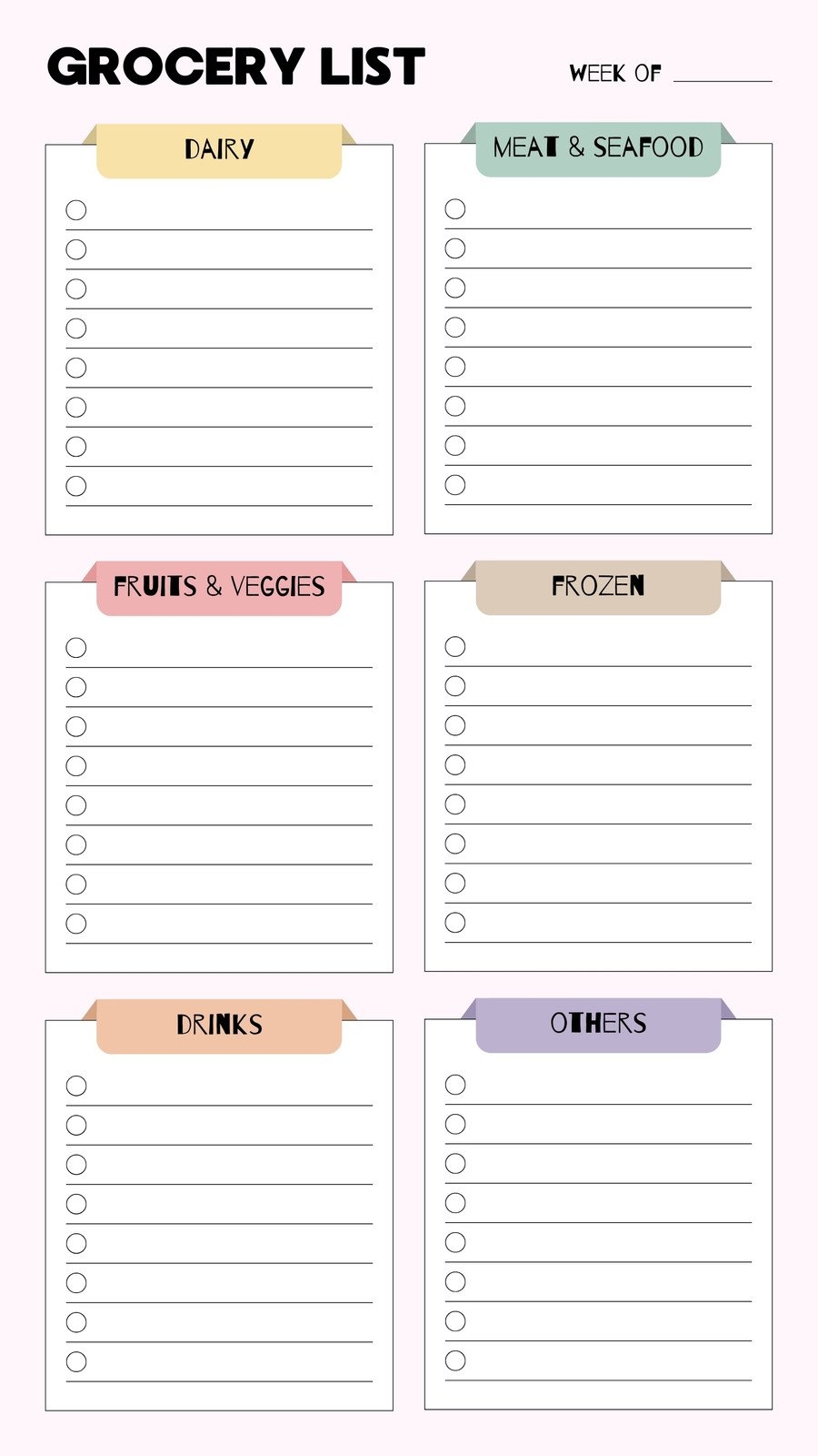 Free Printable Shopping List Template