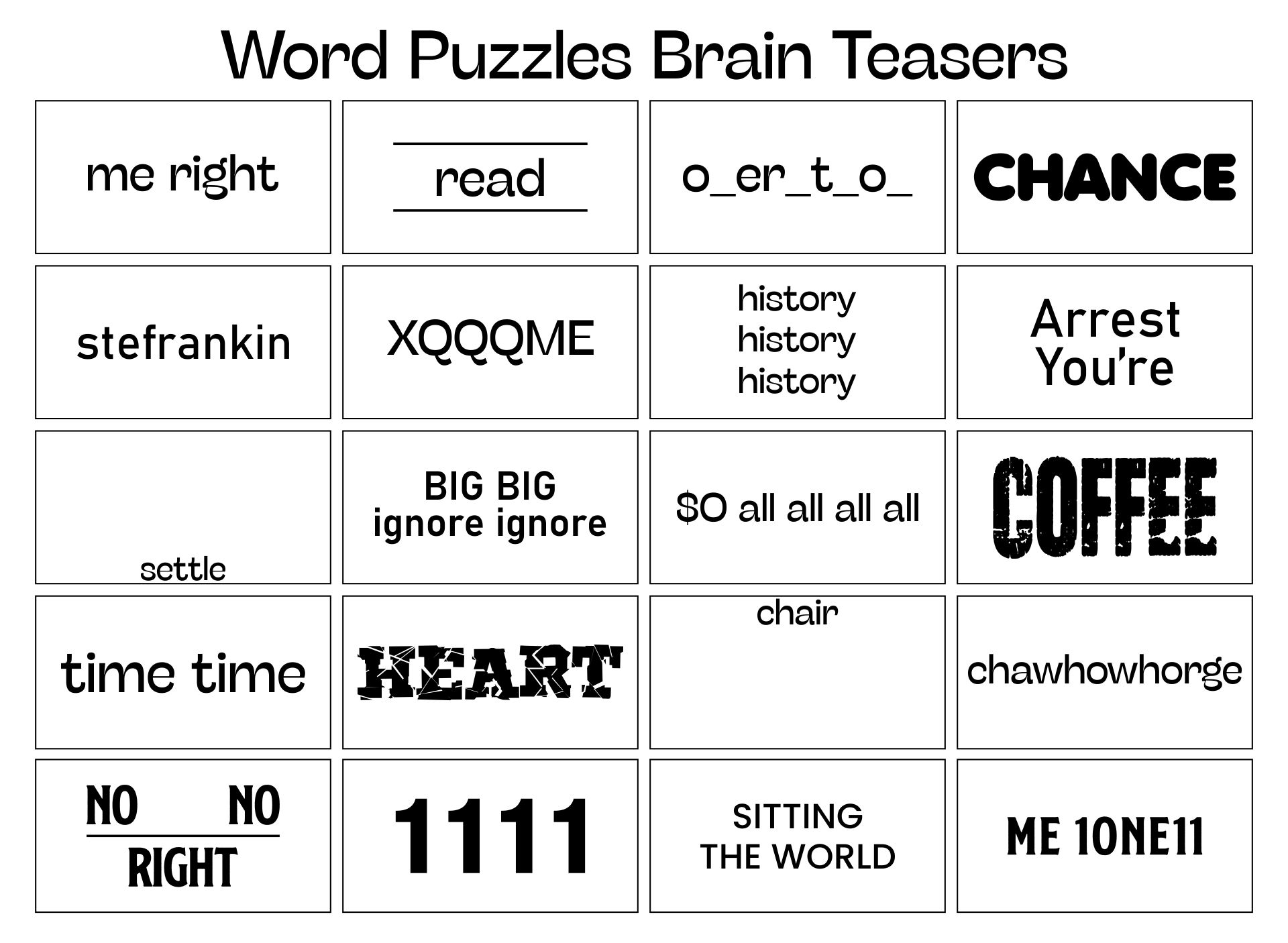 Free Printable Brain Teasers