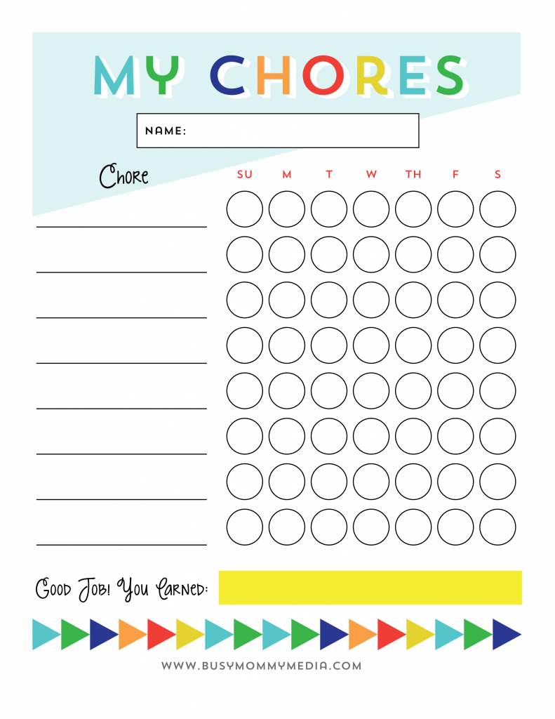 Printable Chore Chart For Kids