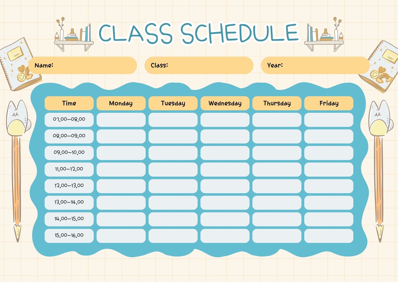 Free Printable Class Schedule Templates To Customize Canva
