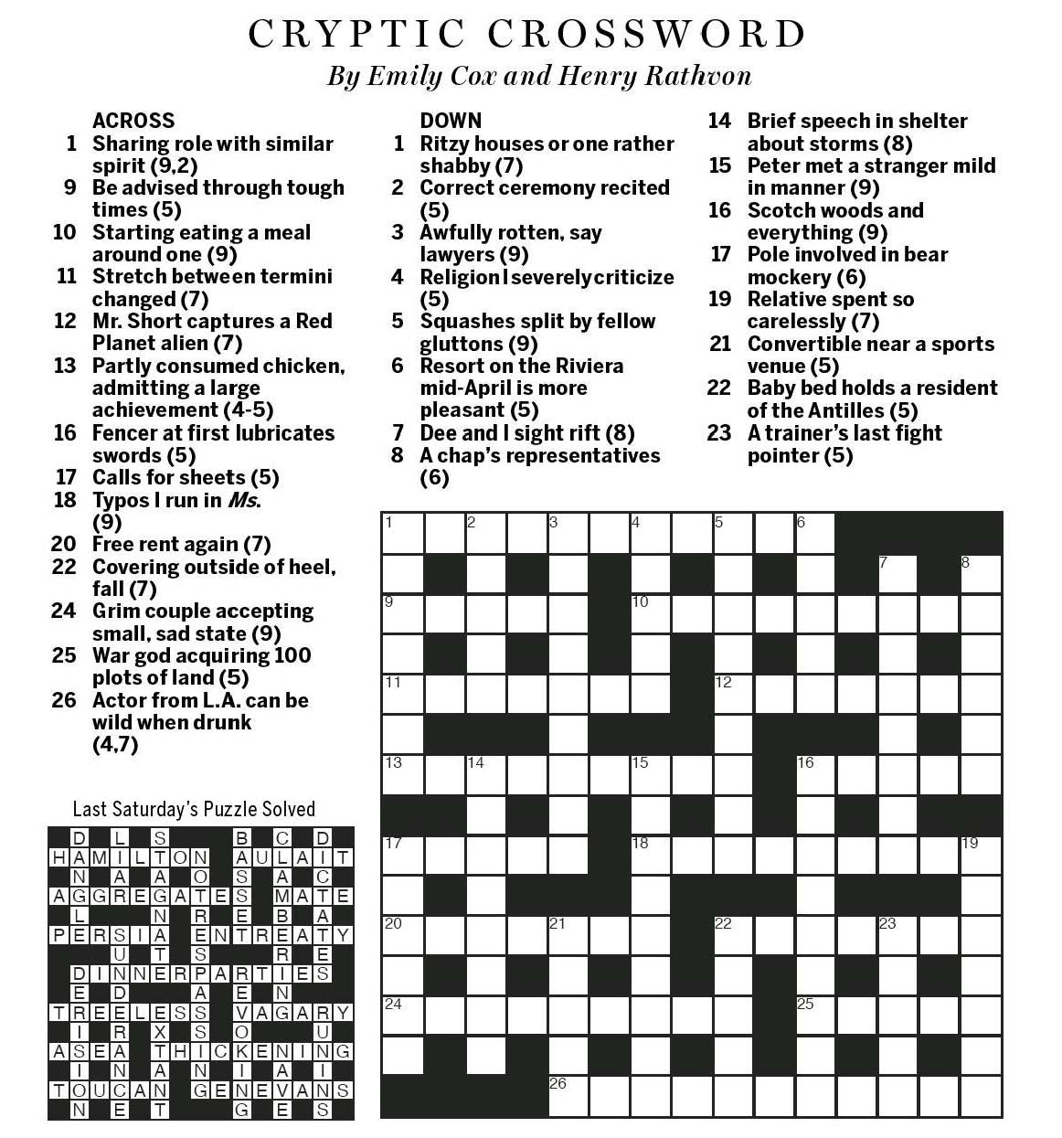 Cryptic Crossword Printable Free