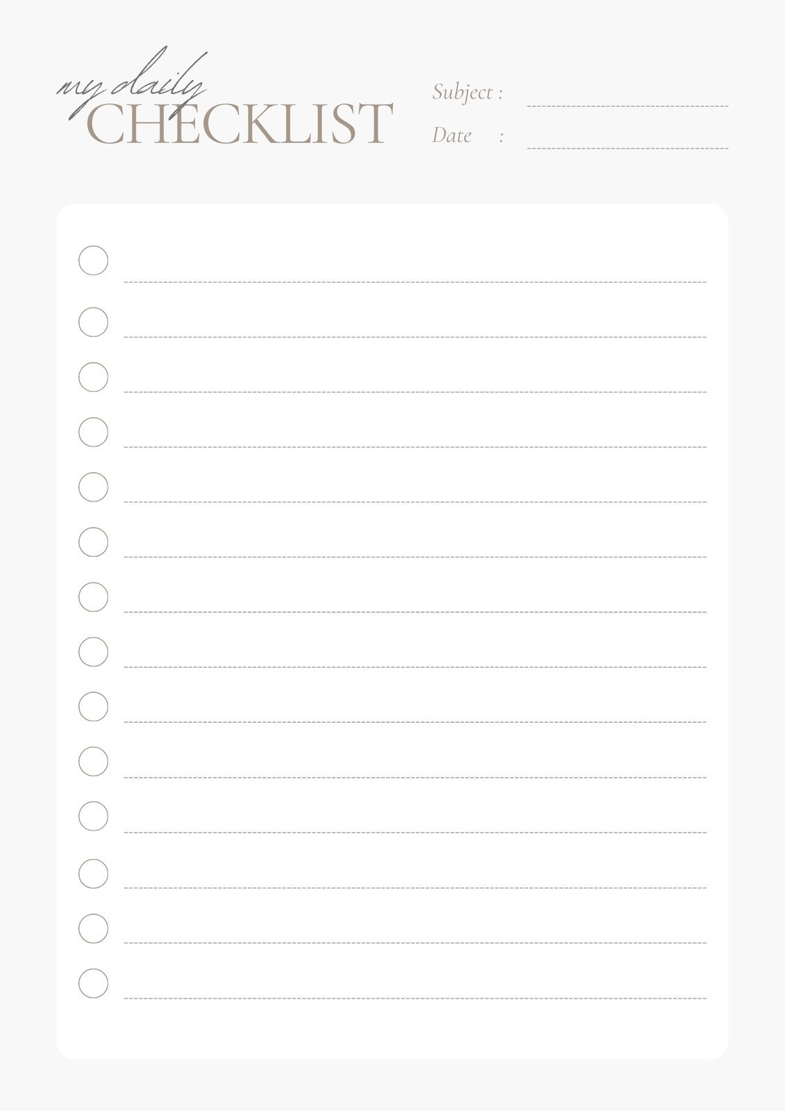 printable checklist free