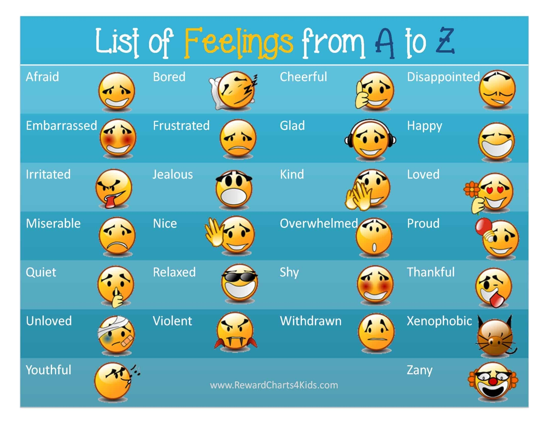 Free Printable Feelings Chart Instant Download Worksheets Library