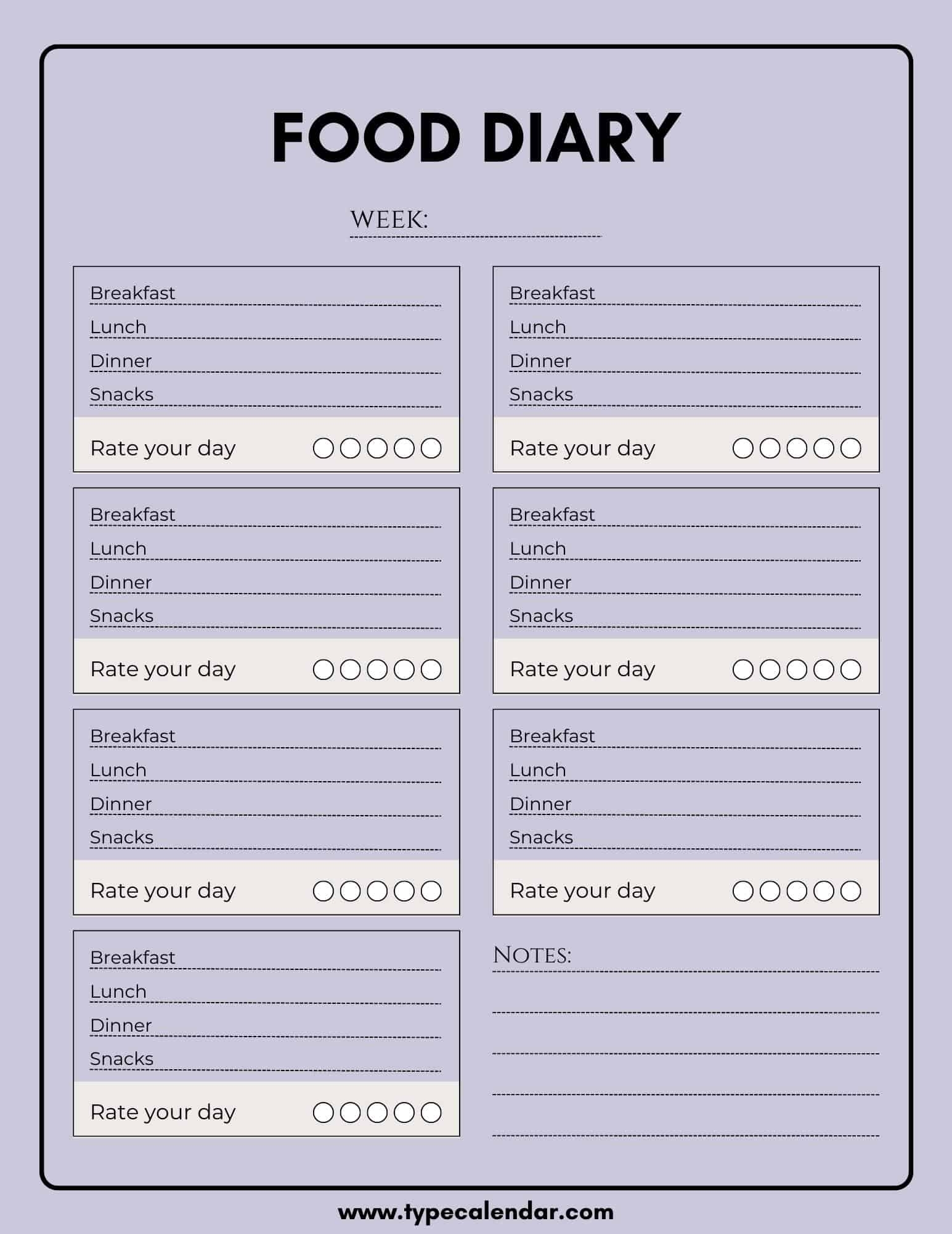 Food Tracker Printable