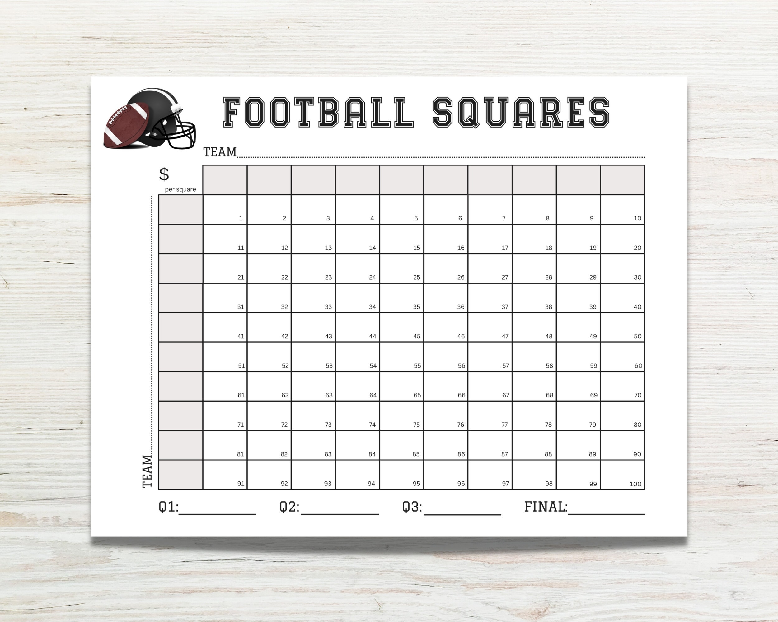 free printable football pool sheets