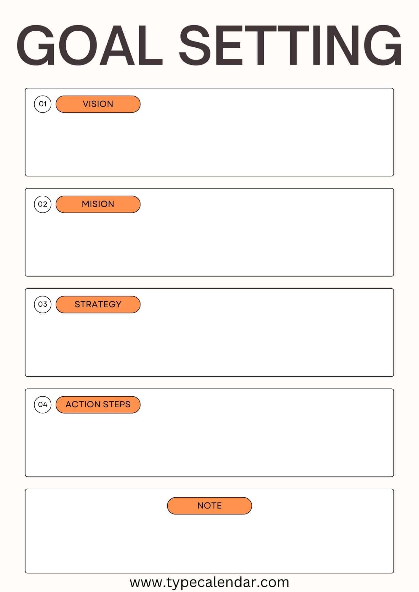 goals printable worksheet