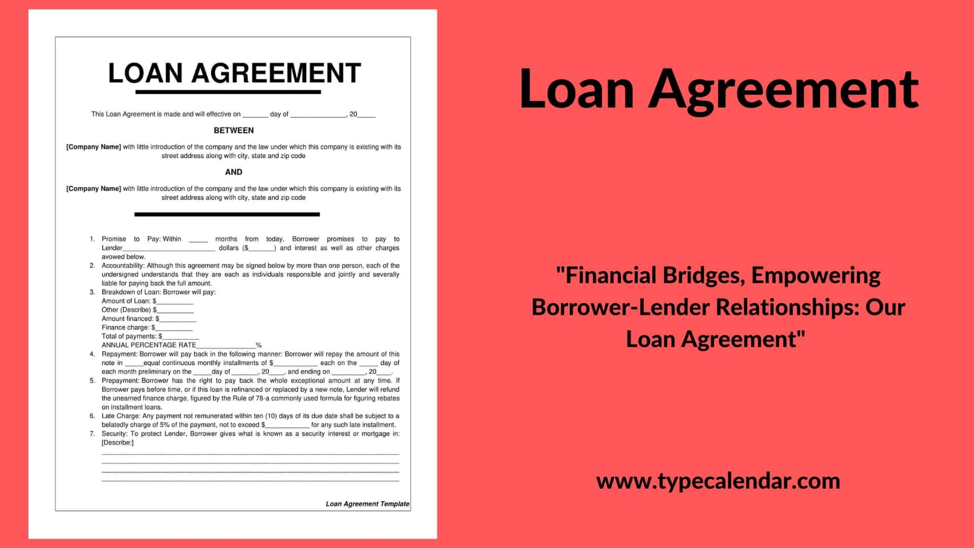 Free Printable Loan Agreement Template Simple Contract Word PDF