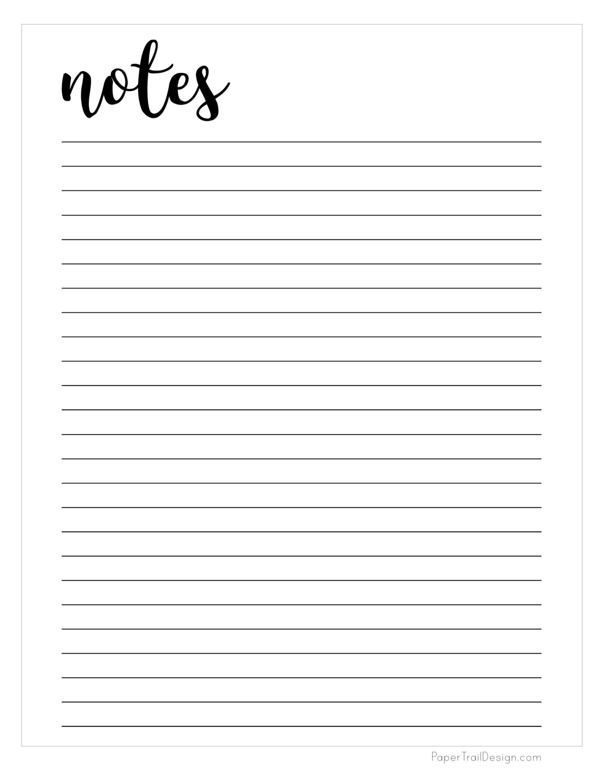 Printable Note Pages