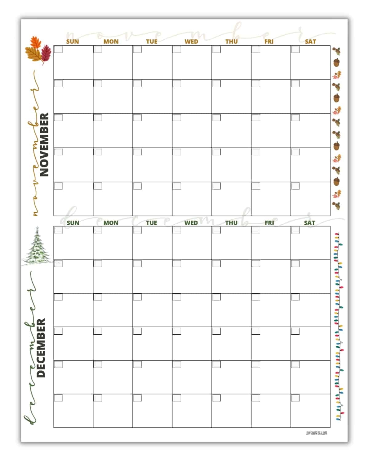 printable november calender
