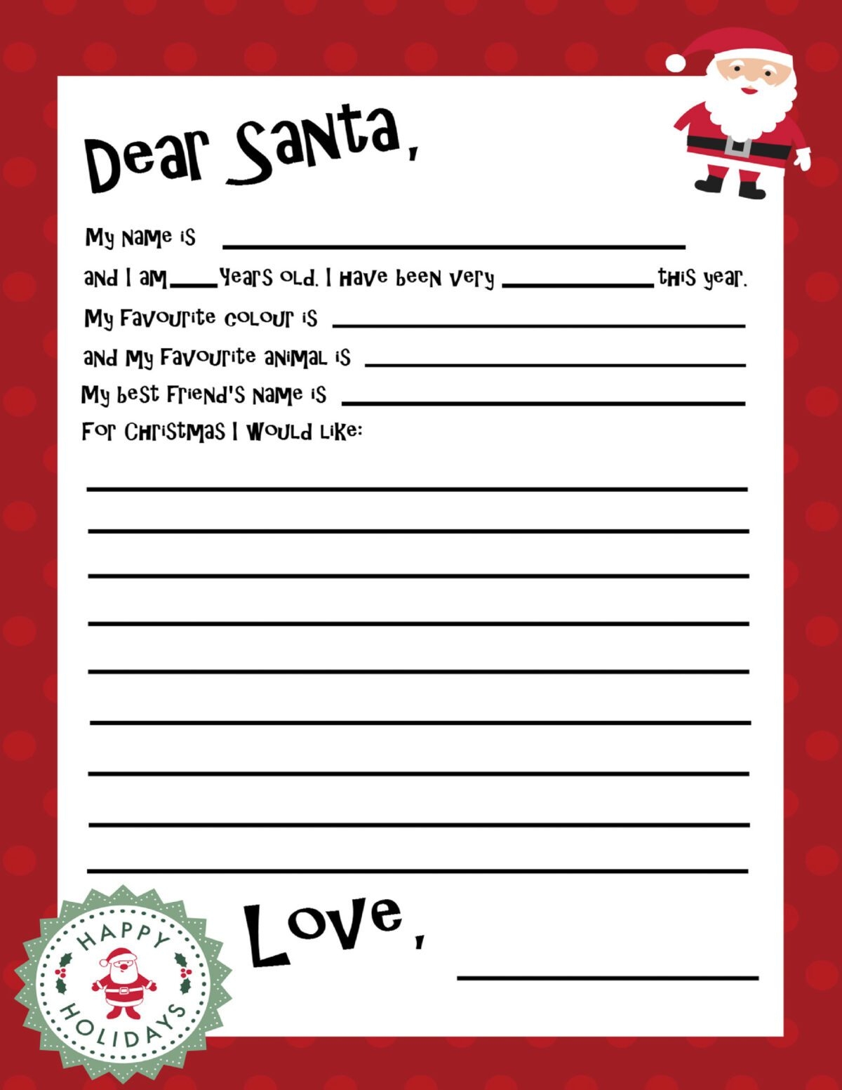 Printable Santa Letter Free
