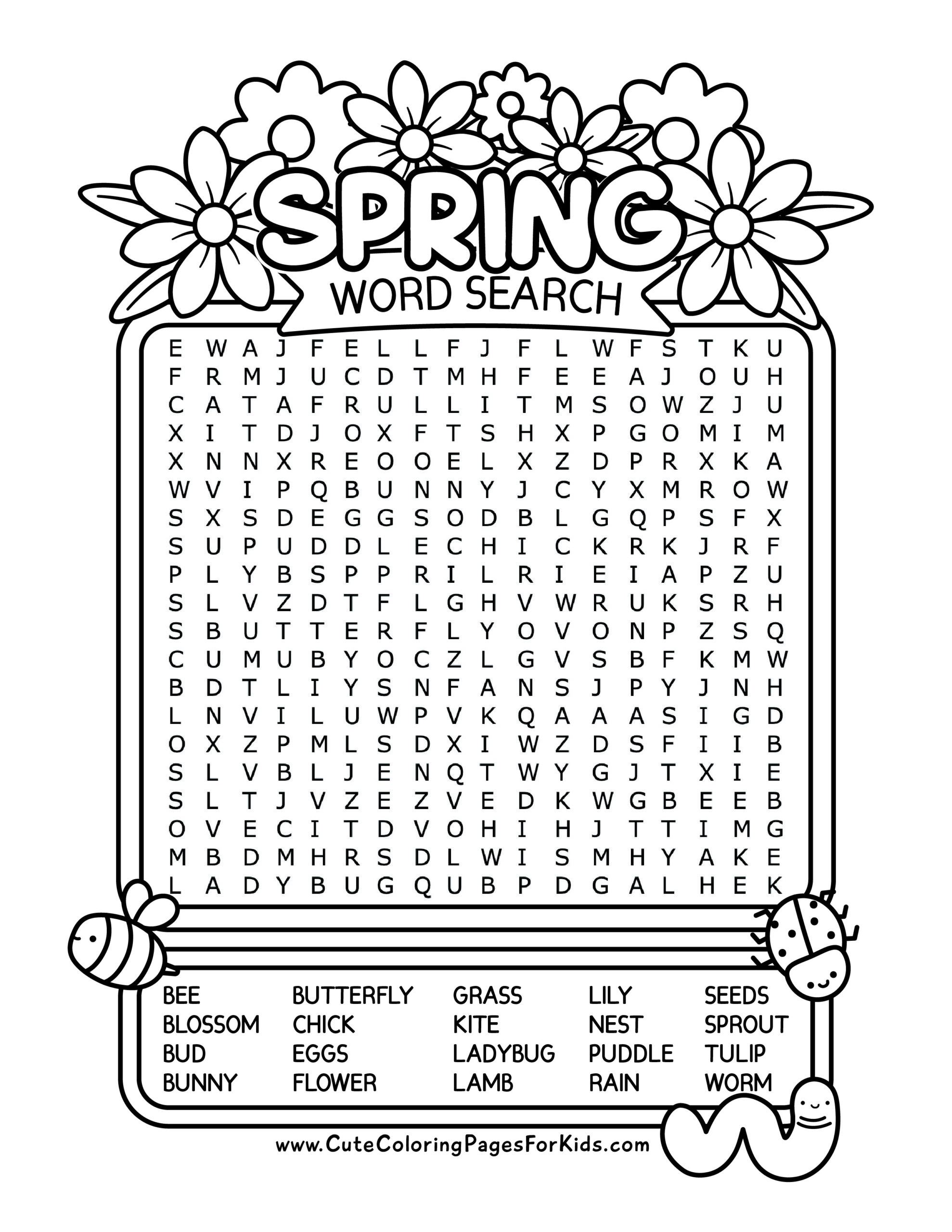kids word search printable