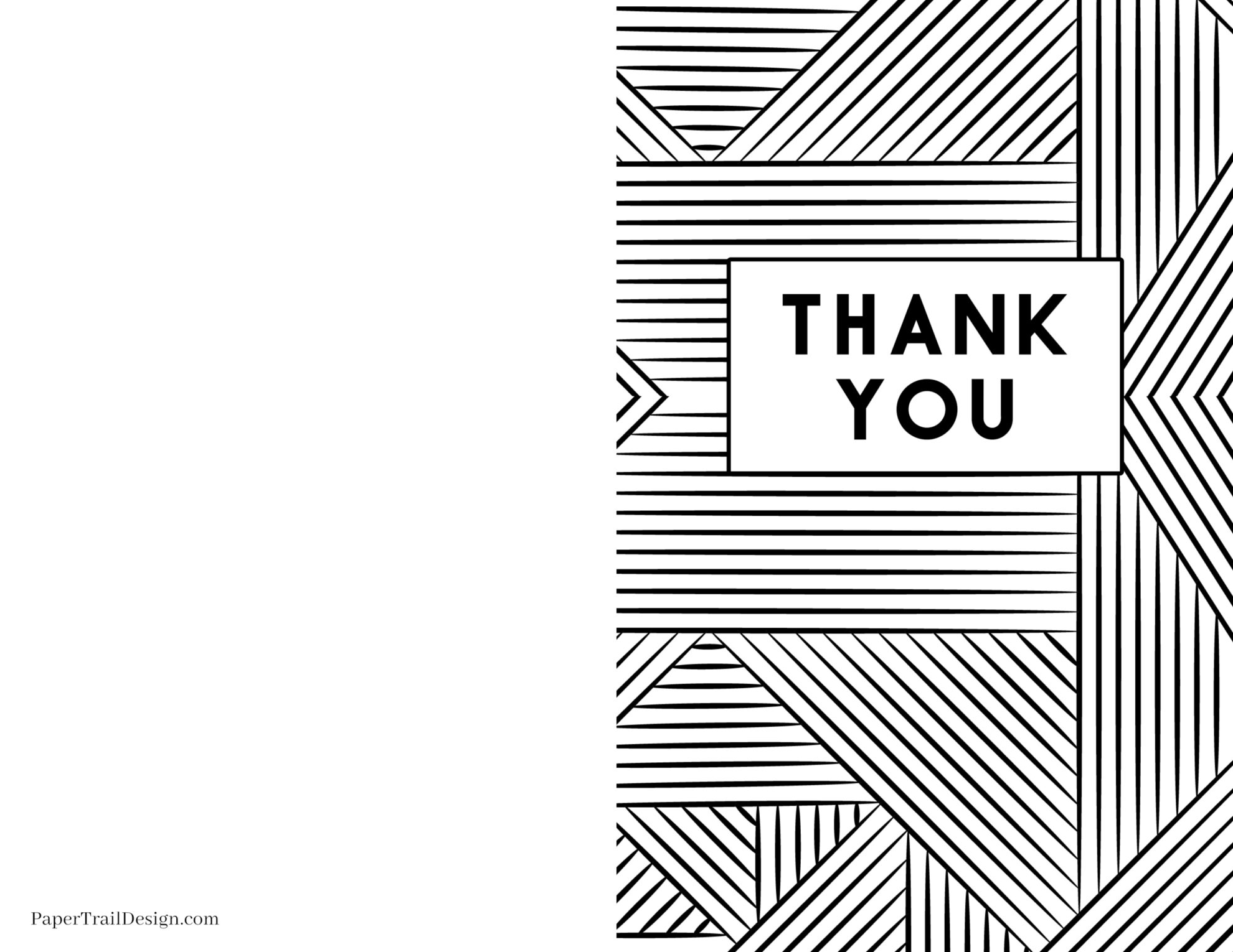 Foldable Free Printable Thank You Cards Black And White