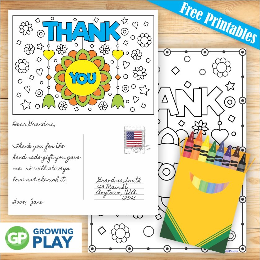 Free Printable Thank You Cards To Color Growing Play Free Printable Thank You Cards To Color Growing Play