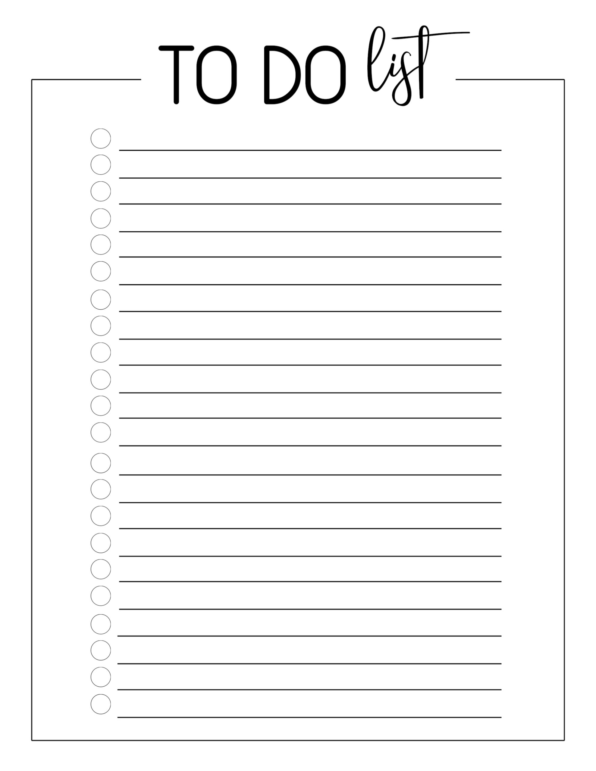 Printable Checklist Free