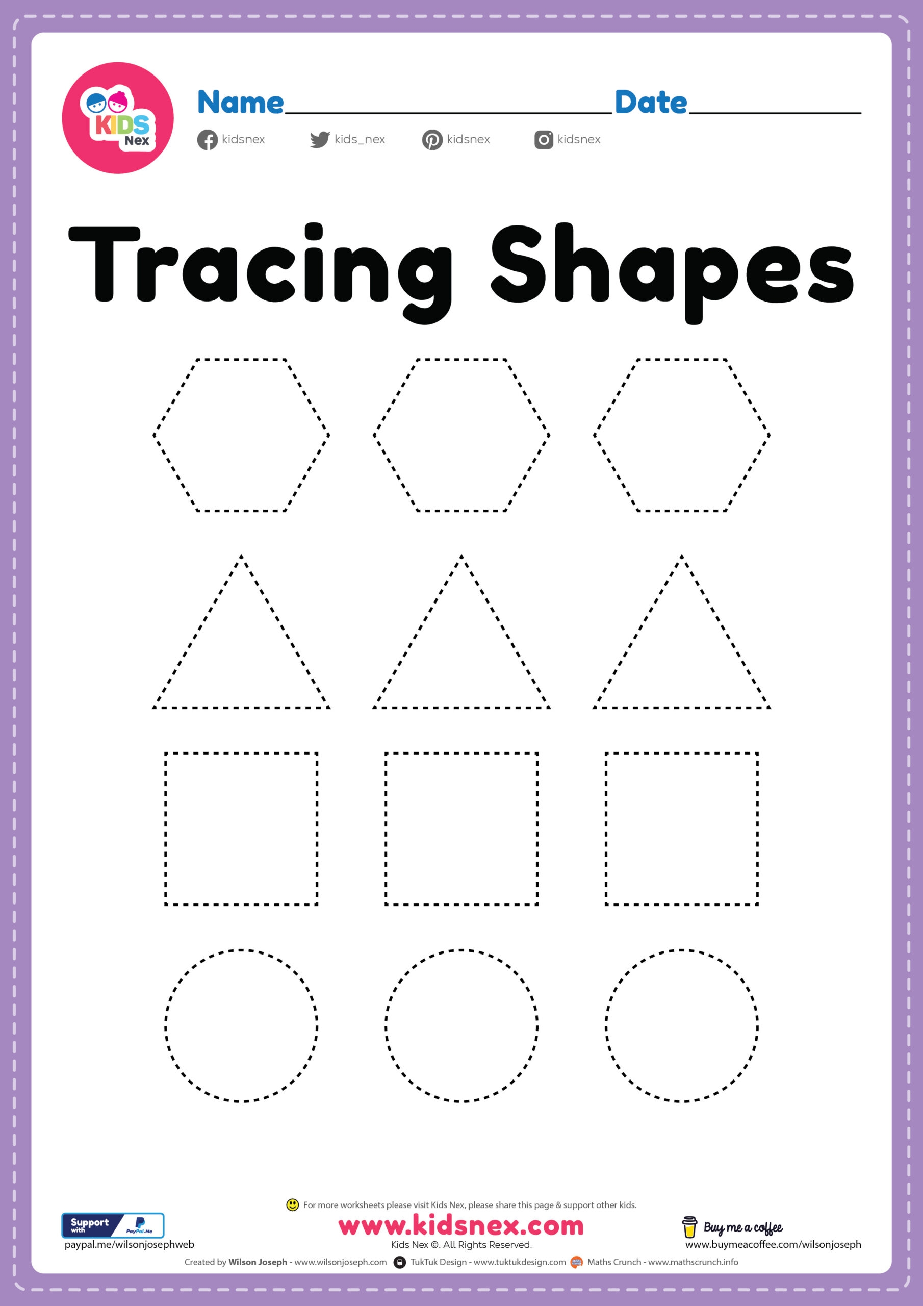 free printable tracing worksheets for kindergarten
