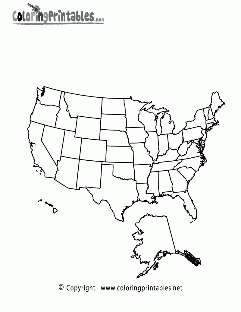 Printable United States Map Coloring Page