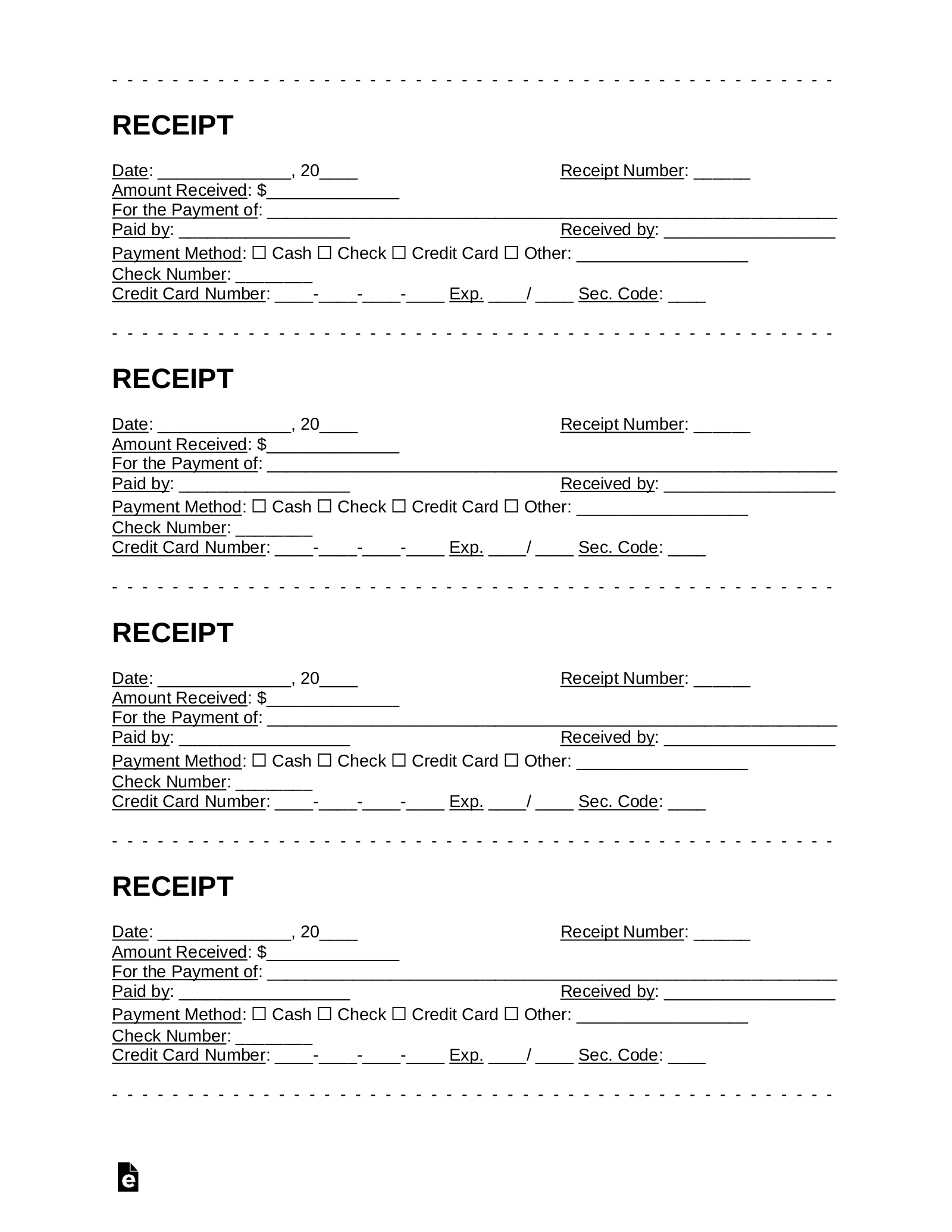 Free Printable Receipt Template Pdf