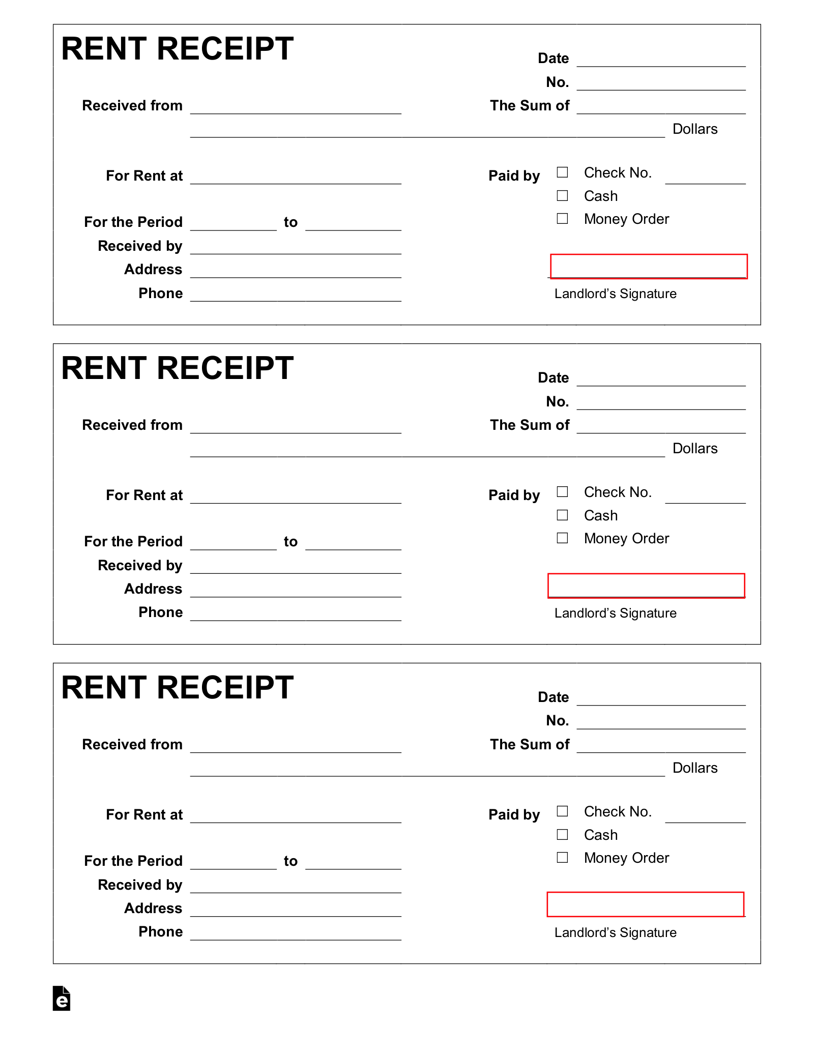 Free Printable Receipts For Rent