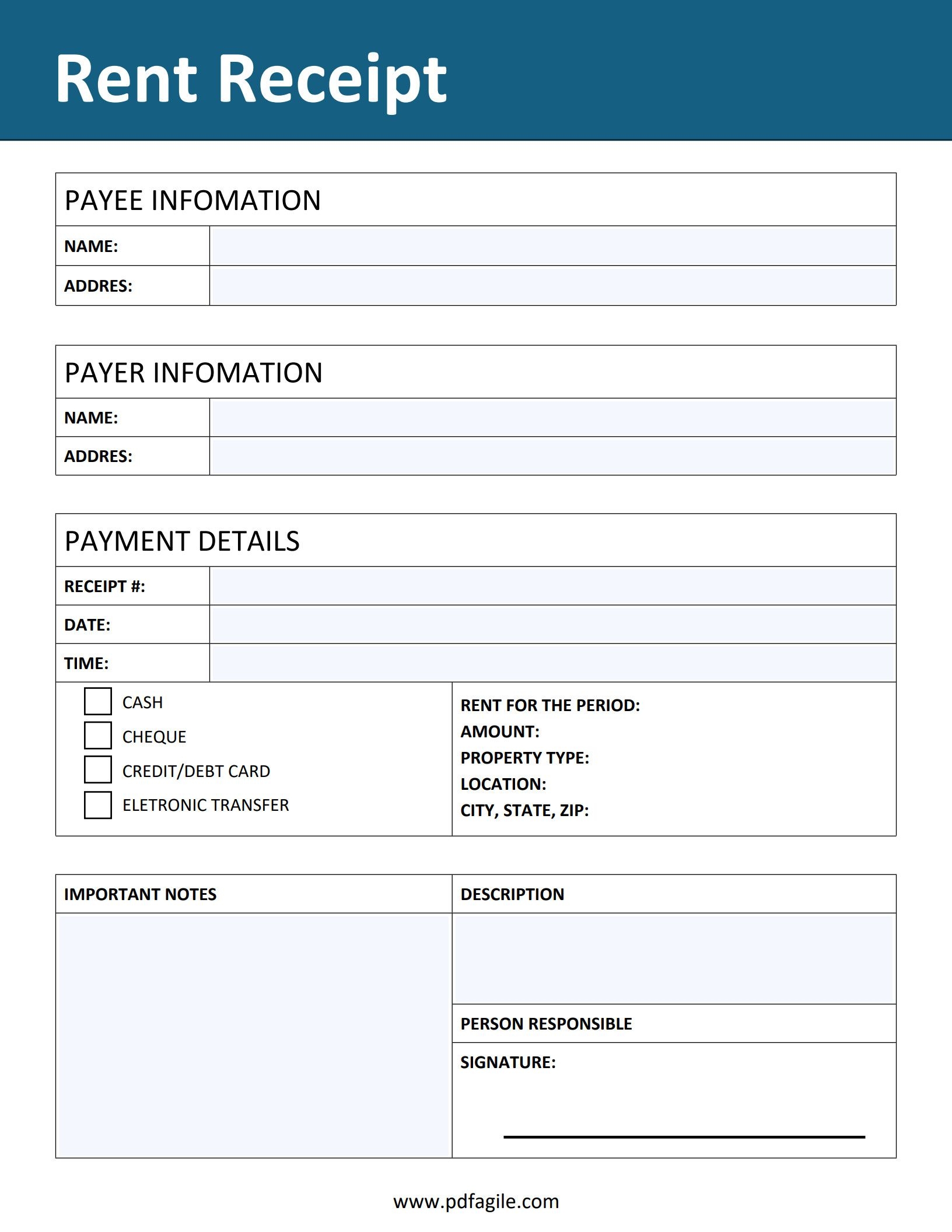 Printable Pdf Rent Receipt Format