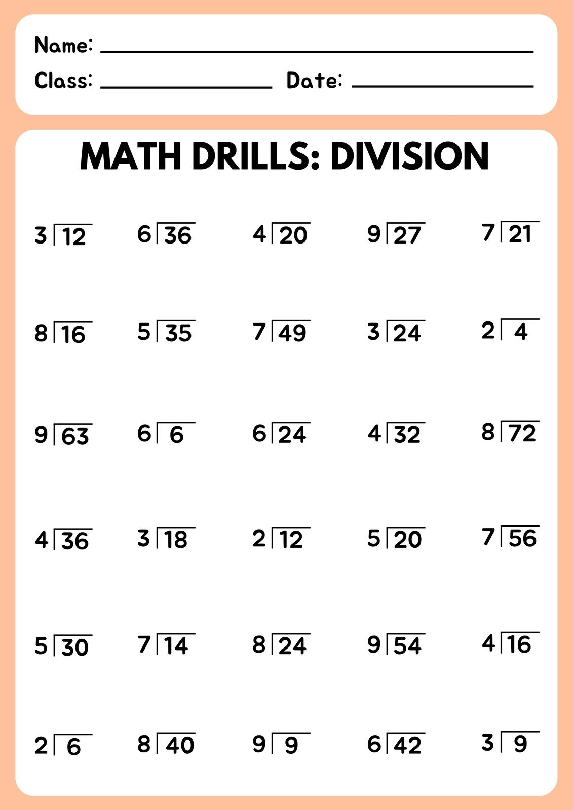 Printable Division Pages