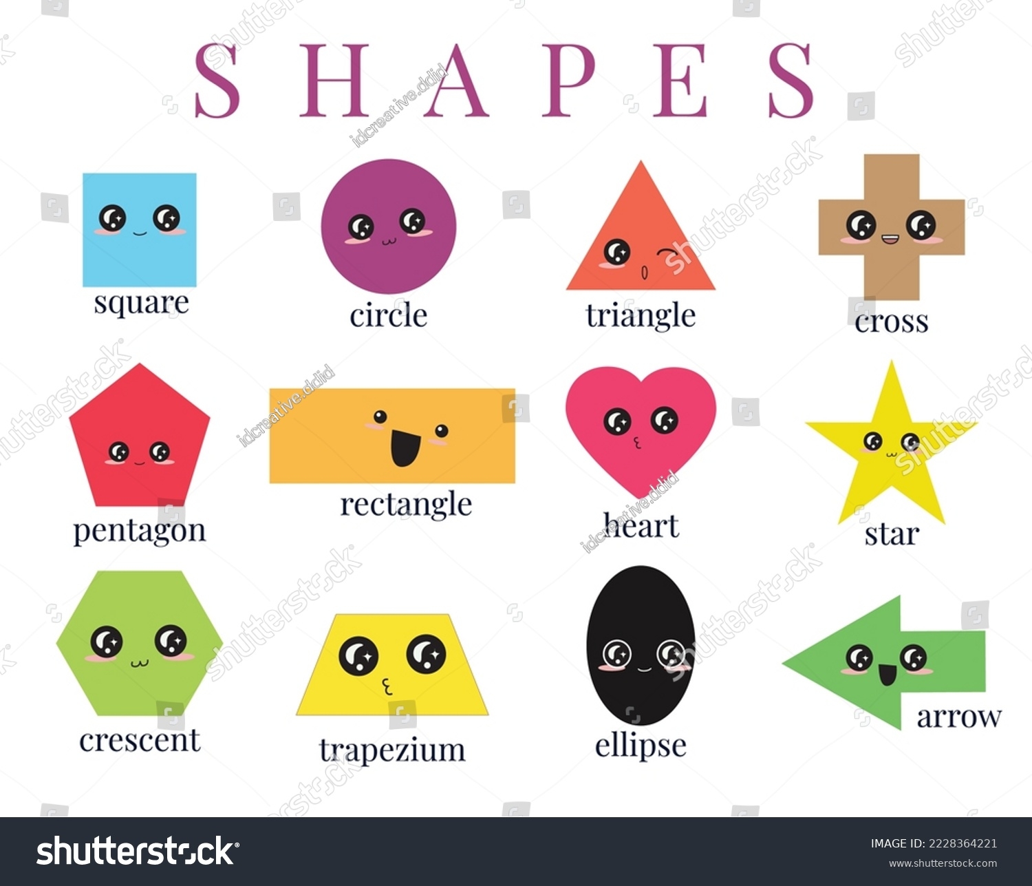 Geometric Shapes Name Poster Printable Math Stock Vector Royalty Free 2228364221 Shutterstock
