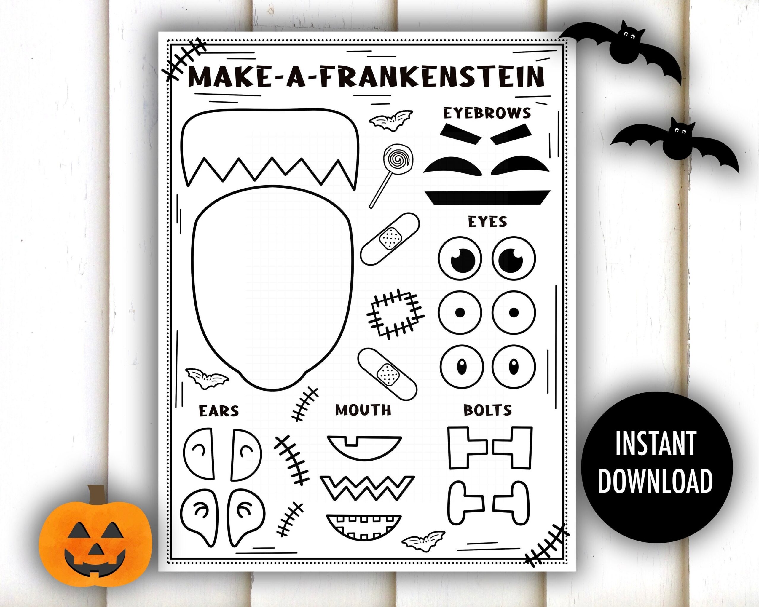 Halloween Craft Printable Make A Frankenstein Cut And Color Cut And Paste Activity Kids Halloween Crafts Coloring Craft School Etsy Denmark