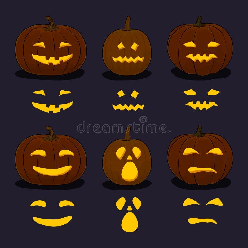 Halloween Pumpkins On Dark Background Stock Vector Illustration Of Laughing Face 78219821