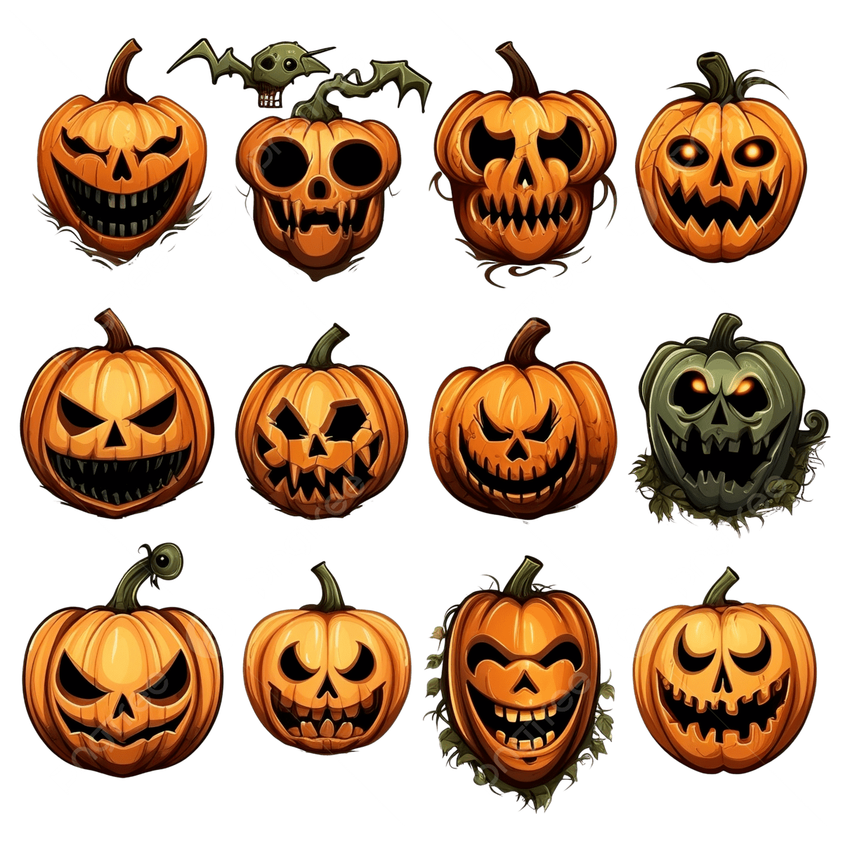 Halloween Scary Skull Jack O Lantern Faces Vector Illustrations Halloween Monster Halloween Cartoon Pumpkin Carving PNG Transparent Image And Clipart For Free Download